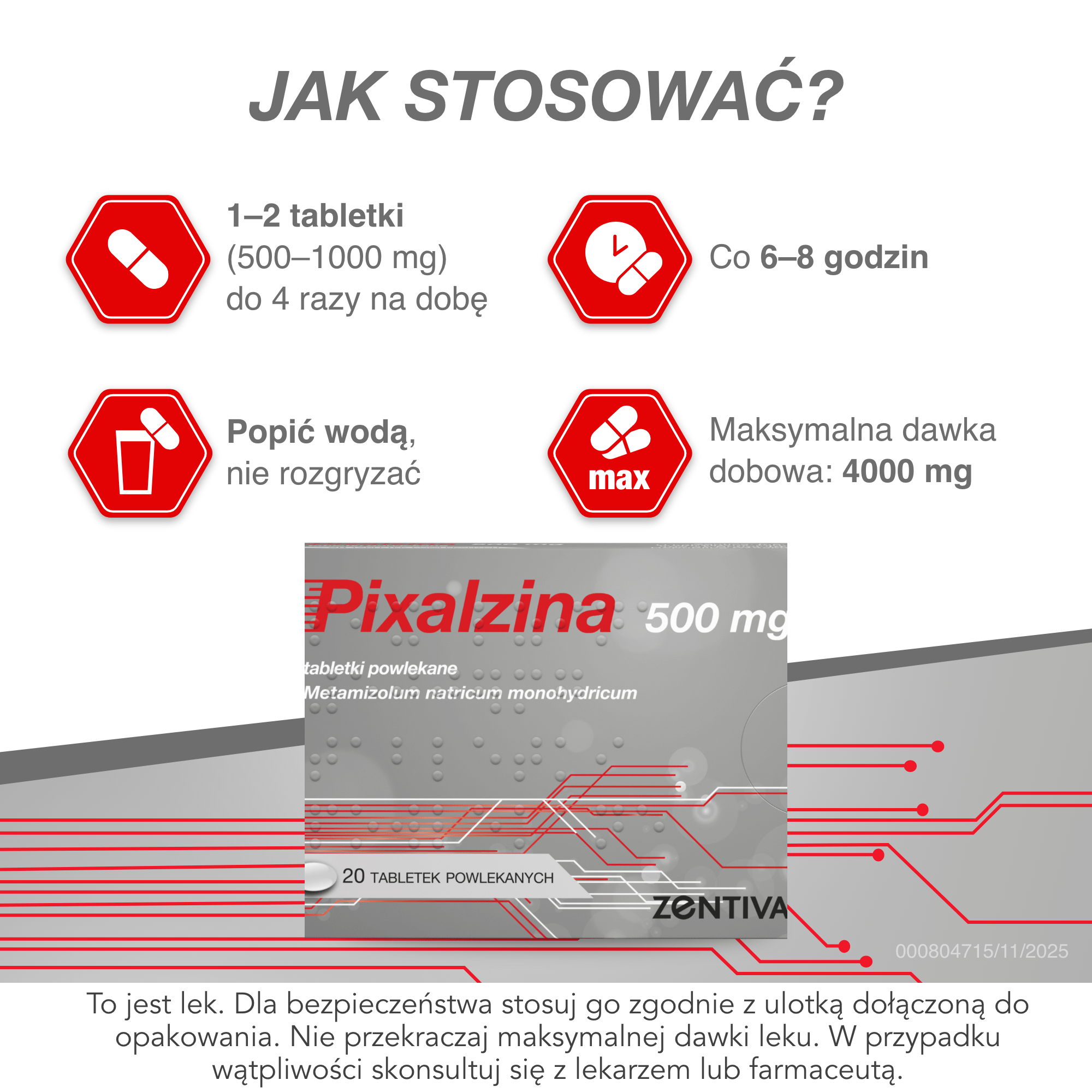 Pixalzina 500 mg 20 tabletek powlekanych