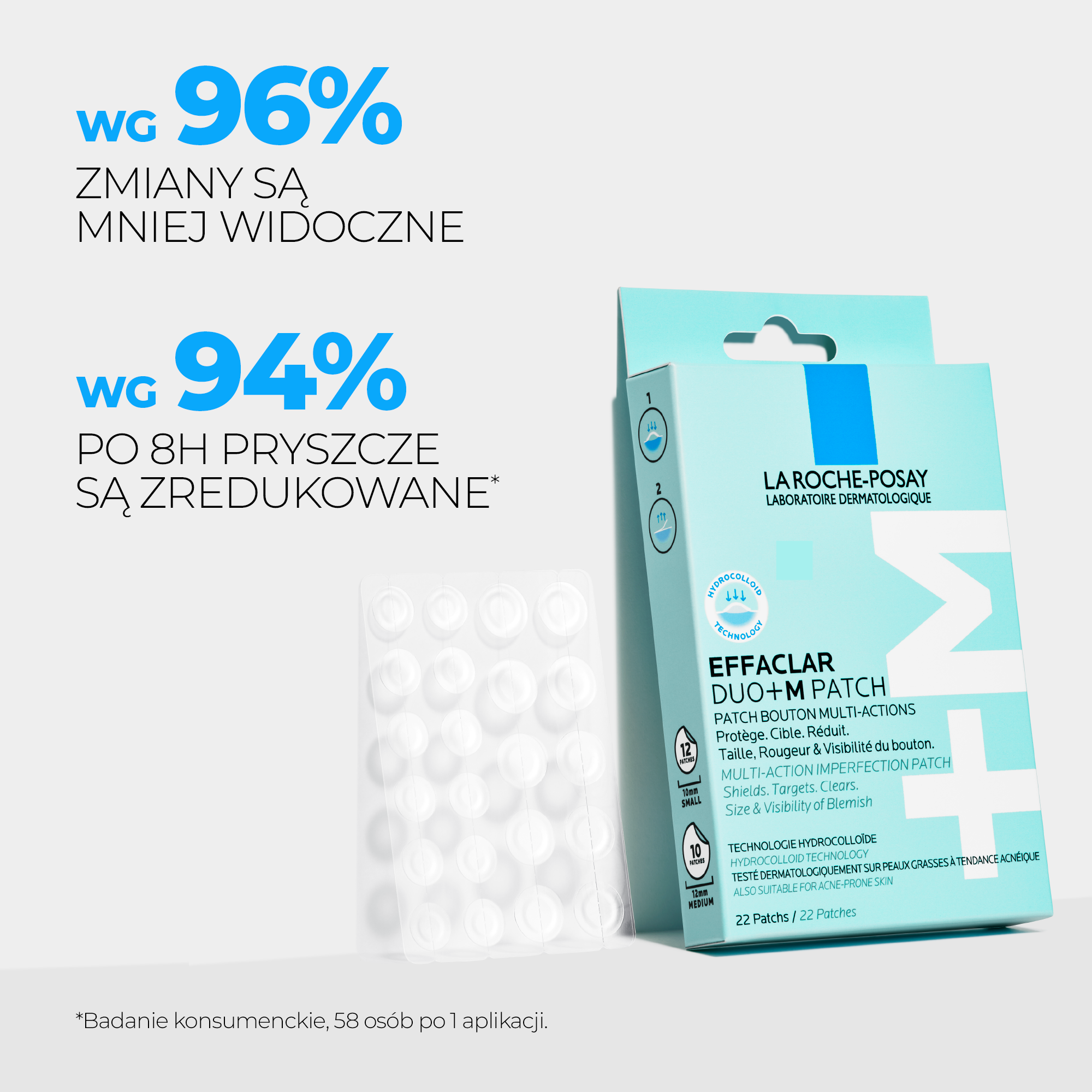 La Roche-Posay, Effaclar Duo+M, Plasterki na wypryski, 22 sztuki
