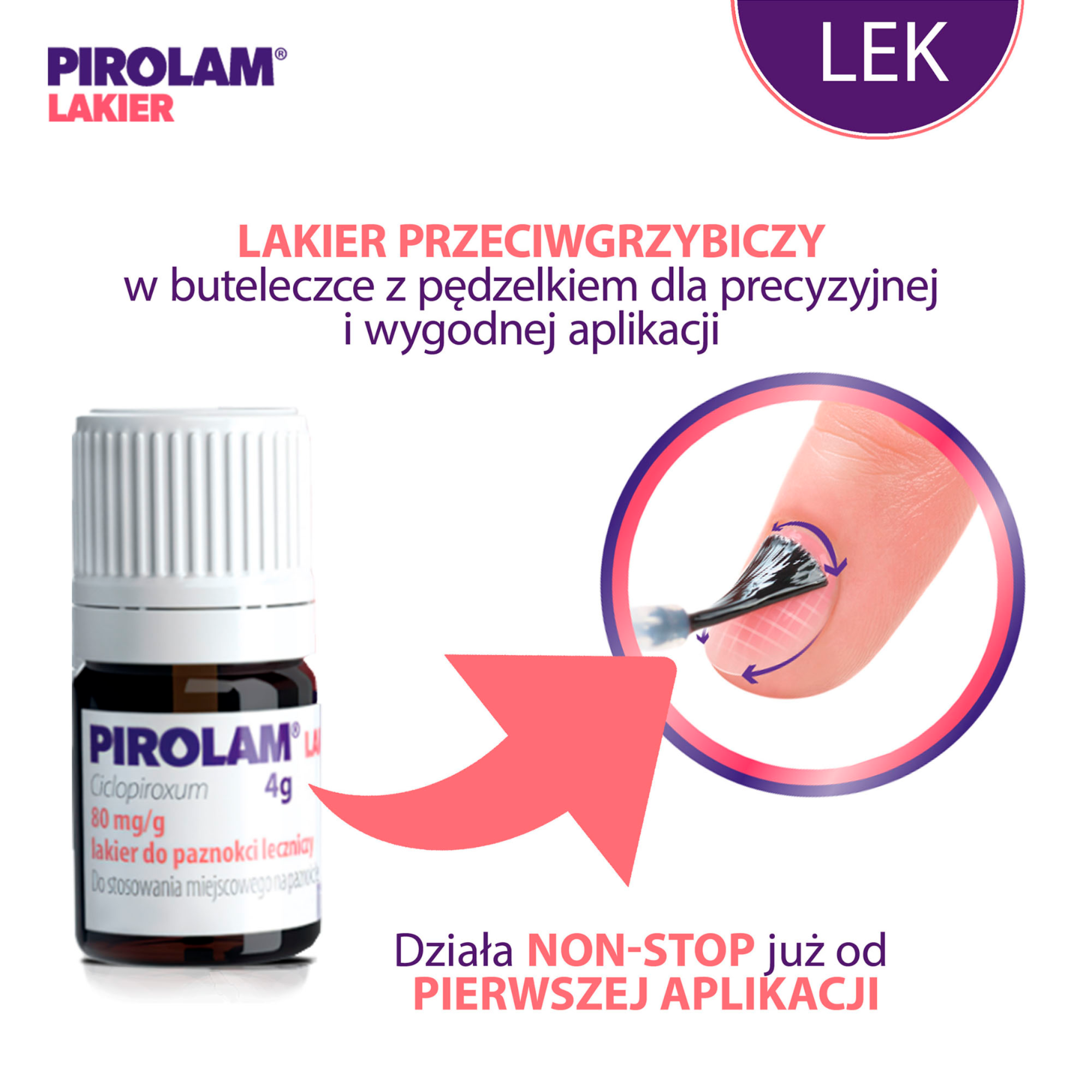 Pirolam, 80 mg/g, lakier do paznokci leczniczy, 4 g
