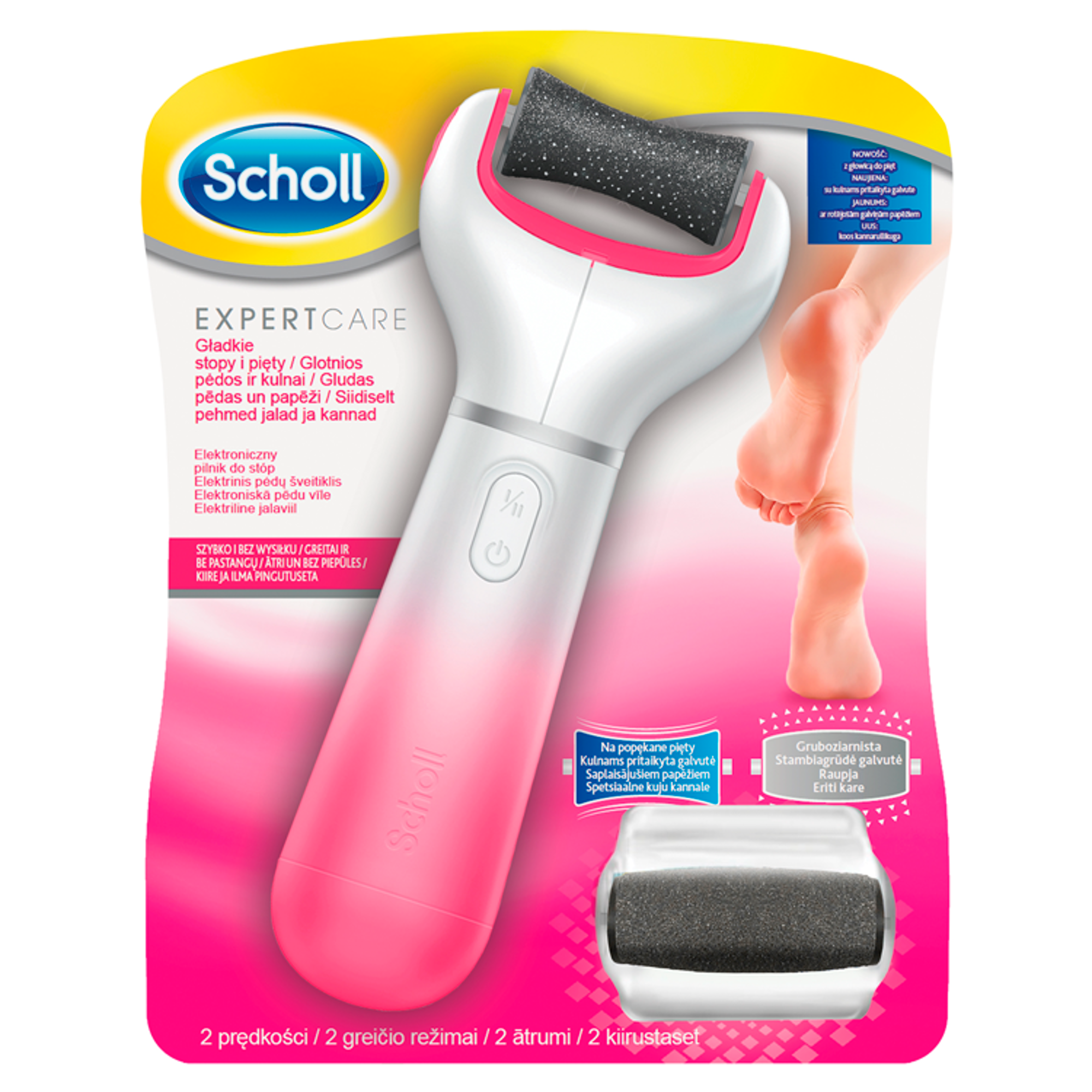 Scholl Velvet Expert Care elektroniczny pilnik do stóp z głowicą gruboziarnistą [Różowy] zdjęcie
