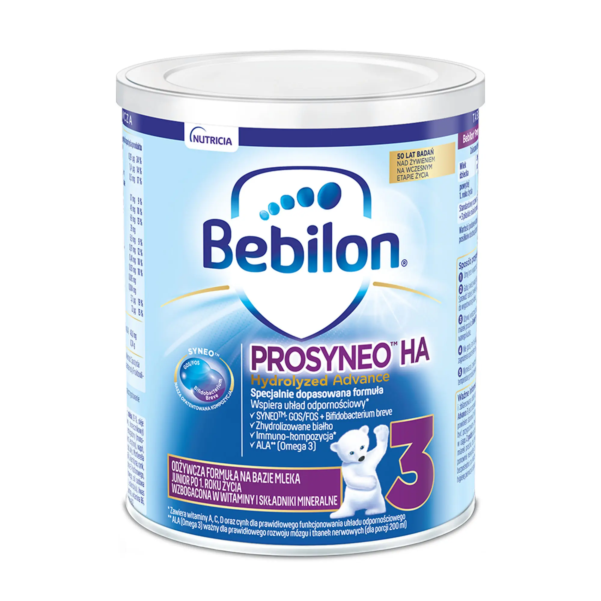 Bebilon Prosyneo HA 3 Hydrolyzed Advance, odżywcza formuła na bazie mleka Junior po 1. roku, 400 g
