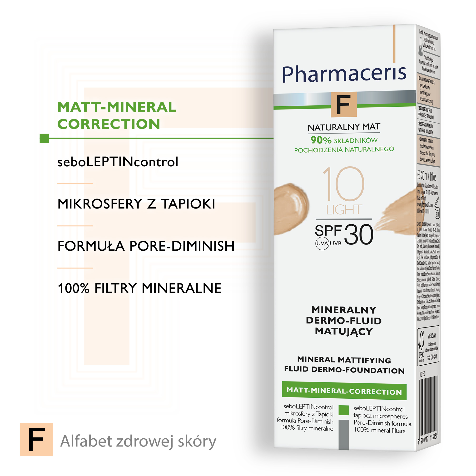 Pharmaceris F mineralny dermo-fluid matujący 10 Light SPF 30 30 ml