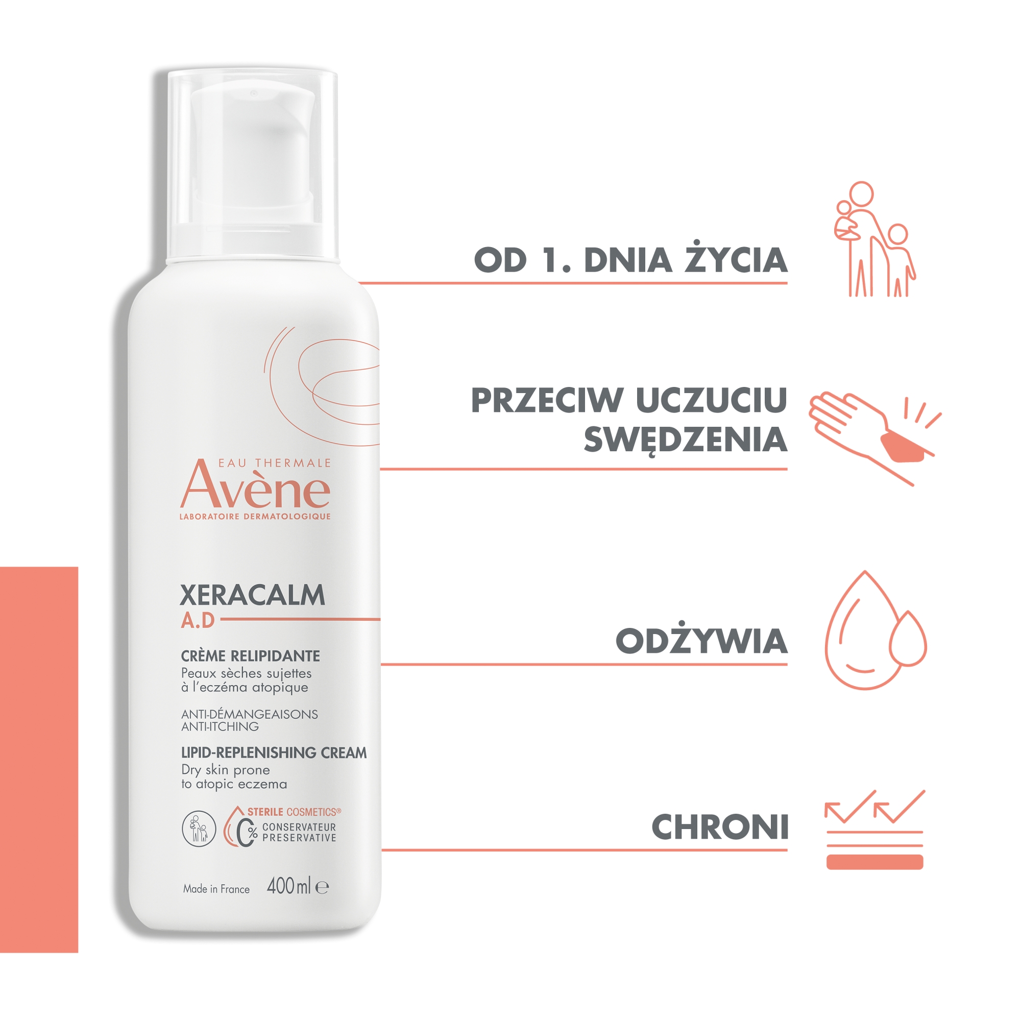 Avene XeraCalm AD krem uzupełniający lipidy 400 ml