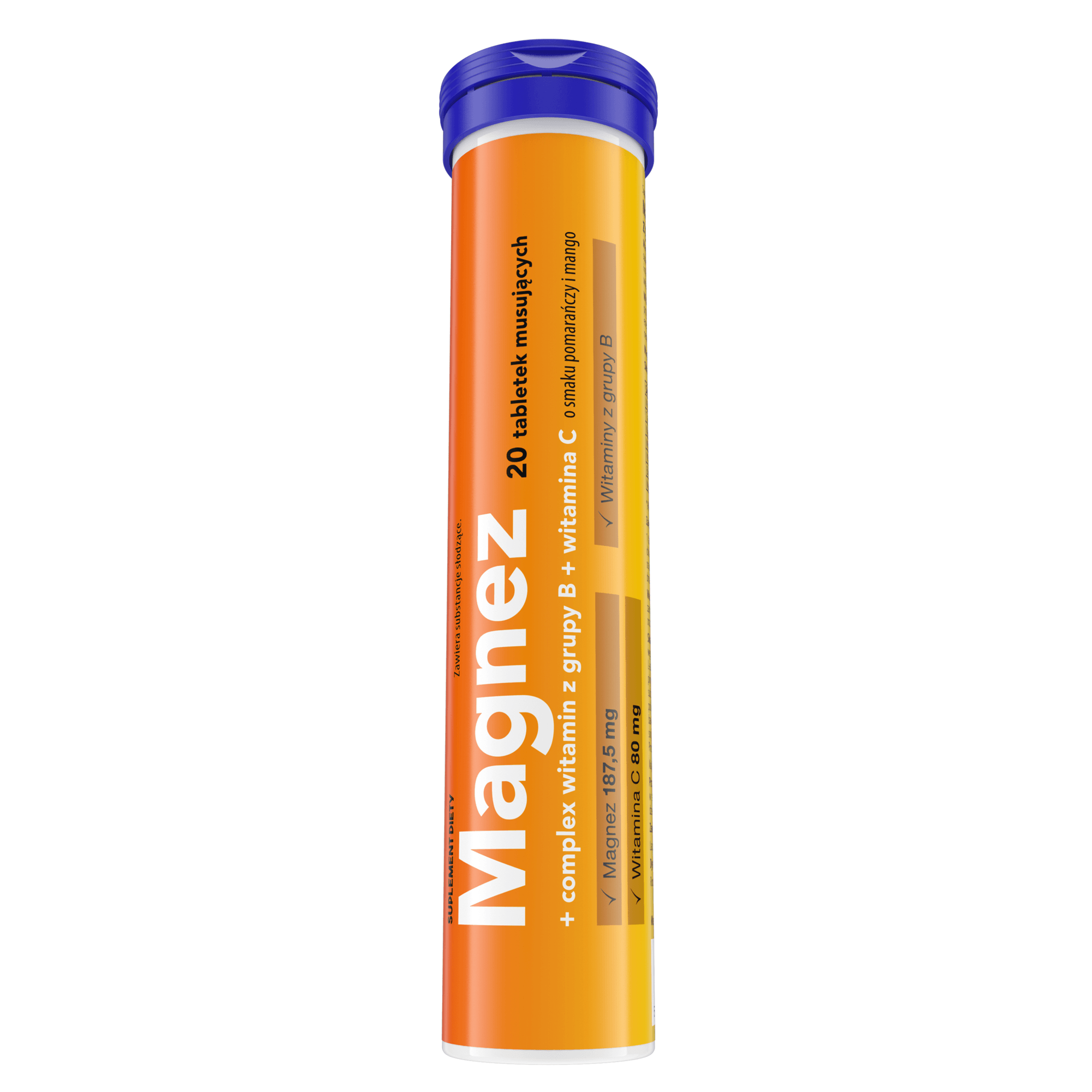 Magnez + complex witamin z grupy B + witamina C, 20 tabletek musujących