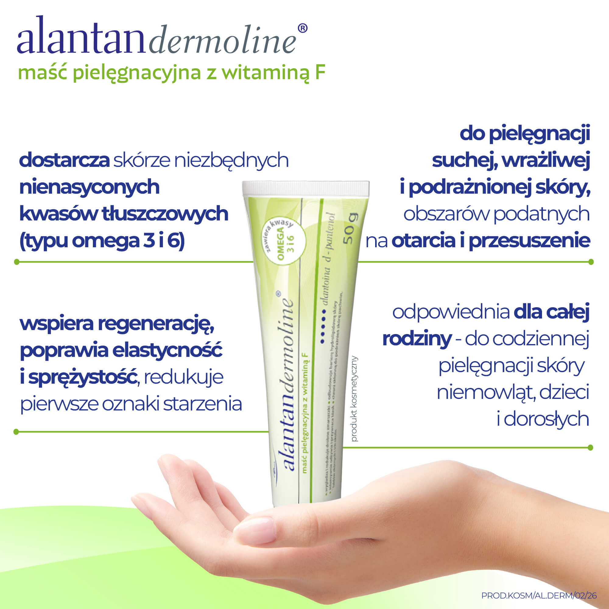 Alantan Dermoline maść pielęgnacyjna z witaminą F 50 g