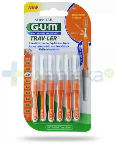 GUM Trav-Ler szczoteczki międzyzębowe 0,9mm 6 sztuk zdjęcie
