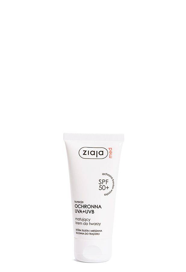 Ziaja Med kuracja ochronna UVA+UVB matujący krem do twarzy SPF 50+ 50 ml zdjęcie
