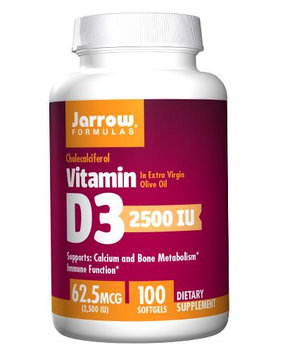 JARROW FORMULAS Vitamin D3 2500 IU 100 kapsułek zdjęcie