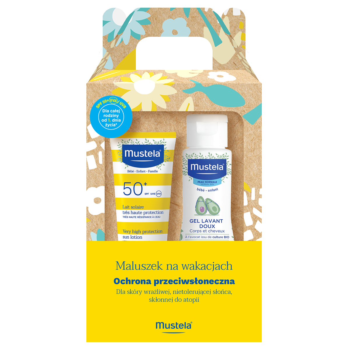 Mustela Maluszek Na Wakacjach, Zestaw Mleczko przeciwsłoneczne, 40 ml + Delikatny żel, 100 ml zdjęcie
