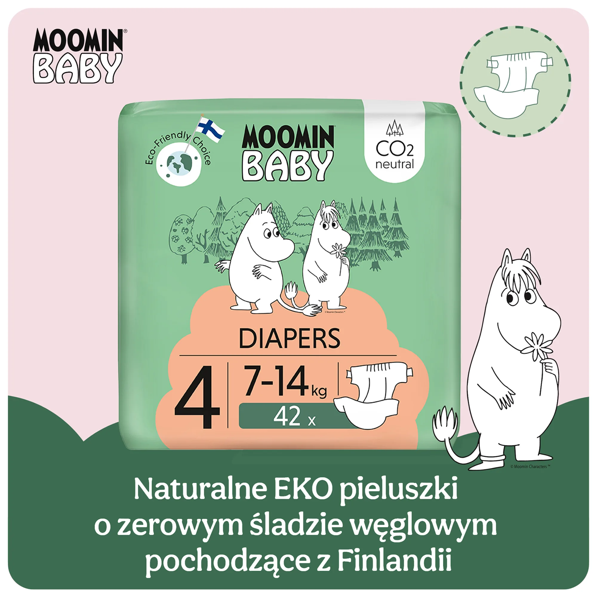 Moomin Baby 4 Maxi pieluszki 7-14 kg 126 sztuk