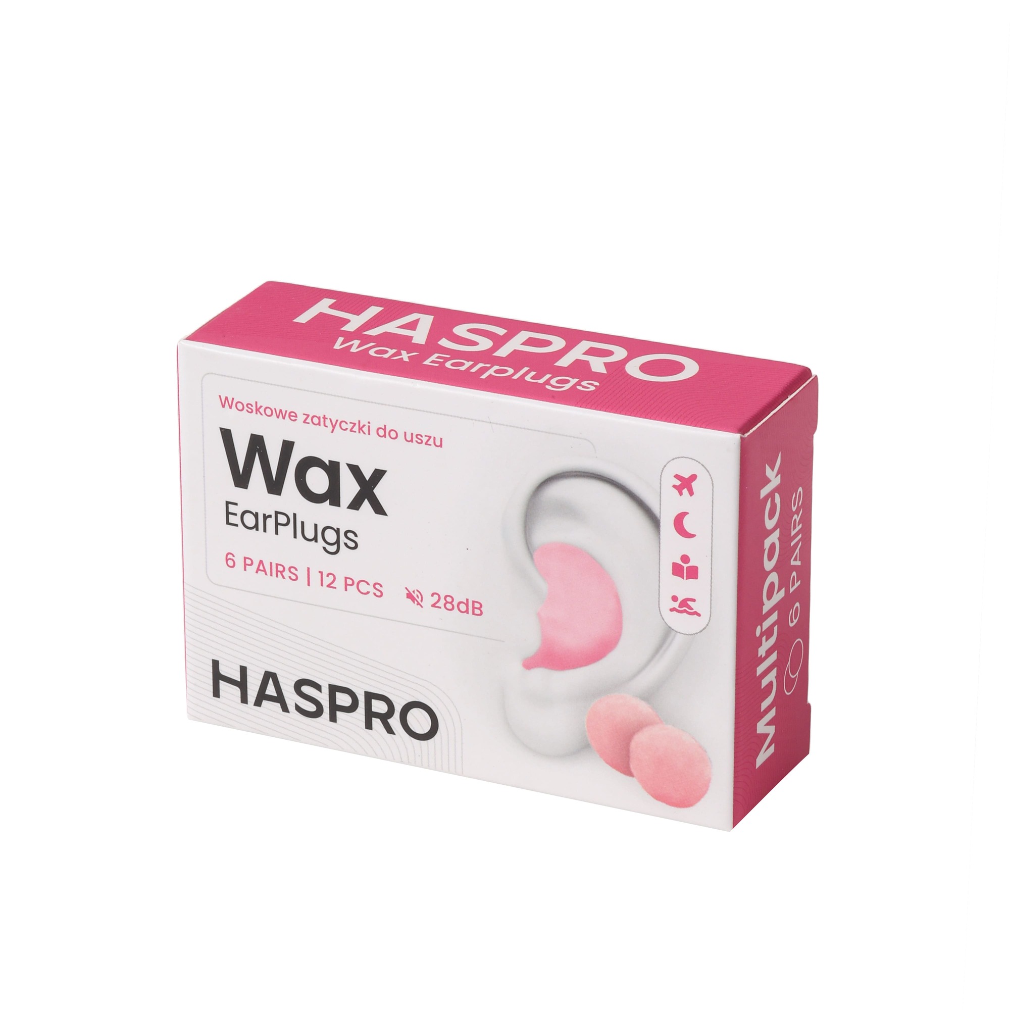 Haspro Wax Earplugss Zatyczki do uszu woskowe, 12 sztuk (6 par) zdjęcie