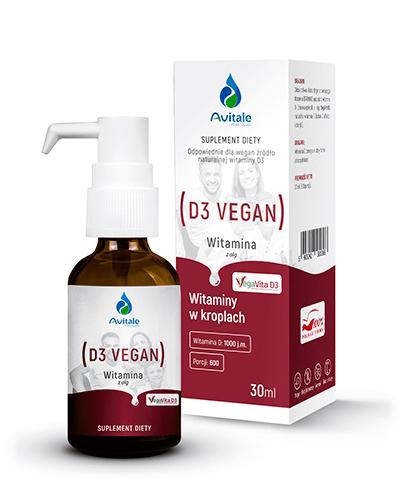 Avitale Witamina D3 Vegan 1000 j. m. krople - 30 ml Na odporność i mocne kości - cena, opinie, wskazania zdjęcie