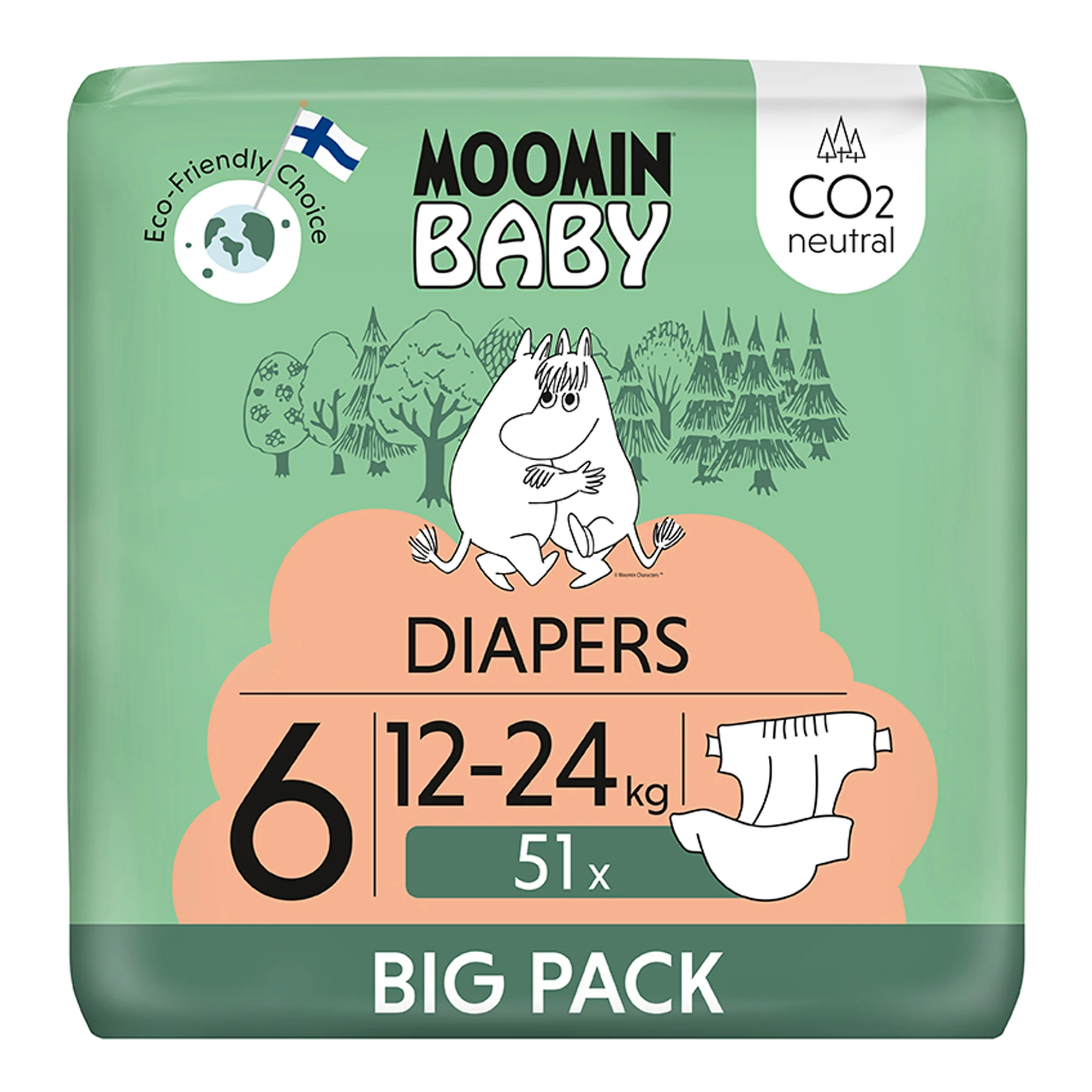 MOOMIN BABY pieluszki ekologiczne 6 (12-24kg) 51 sztuk zdjęcie