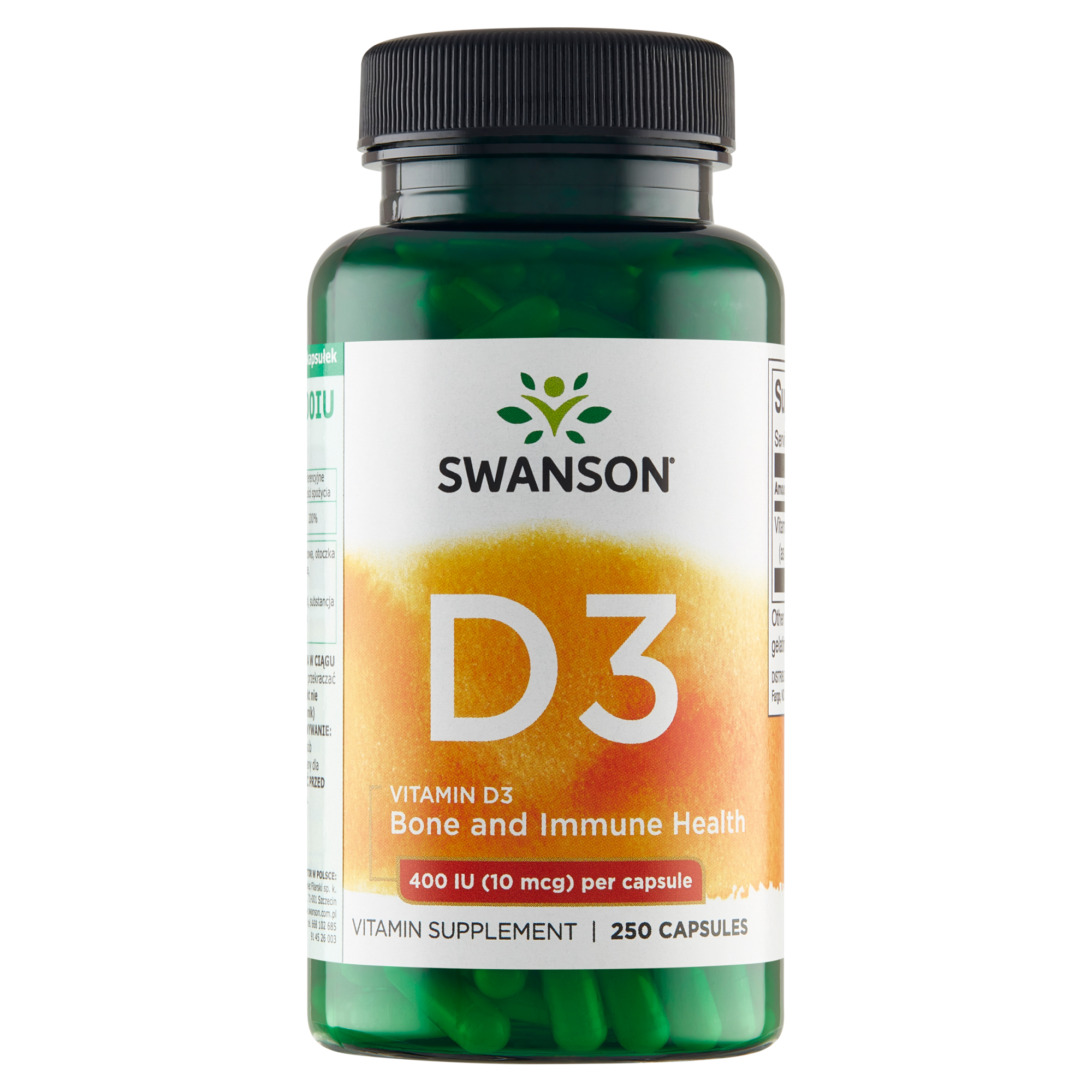 SWANSON Witamina D3 400IU, 250 kapsułek zdjęcie