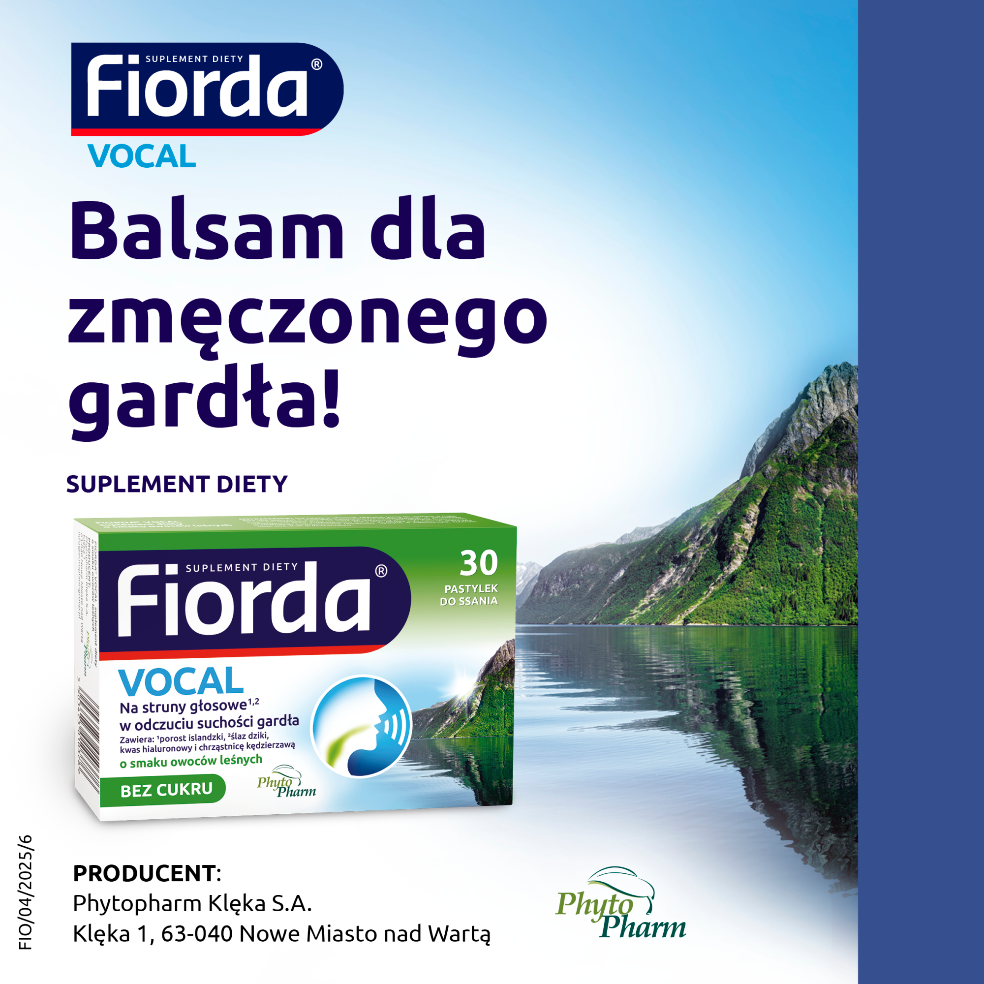 Fiorda Vocal o smaku owoców leśnych, 30 pastylek do ssania