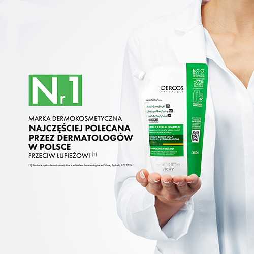Vichy Dercos, Szampon Przeciwłupieżowy, włosy suche, uzupełnienie Reliff, 390 ml