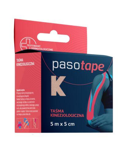 Pasotape Taśma kinezjologiczna 5 m x 5 cm Cielista, 1 sztuka zdjęcie