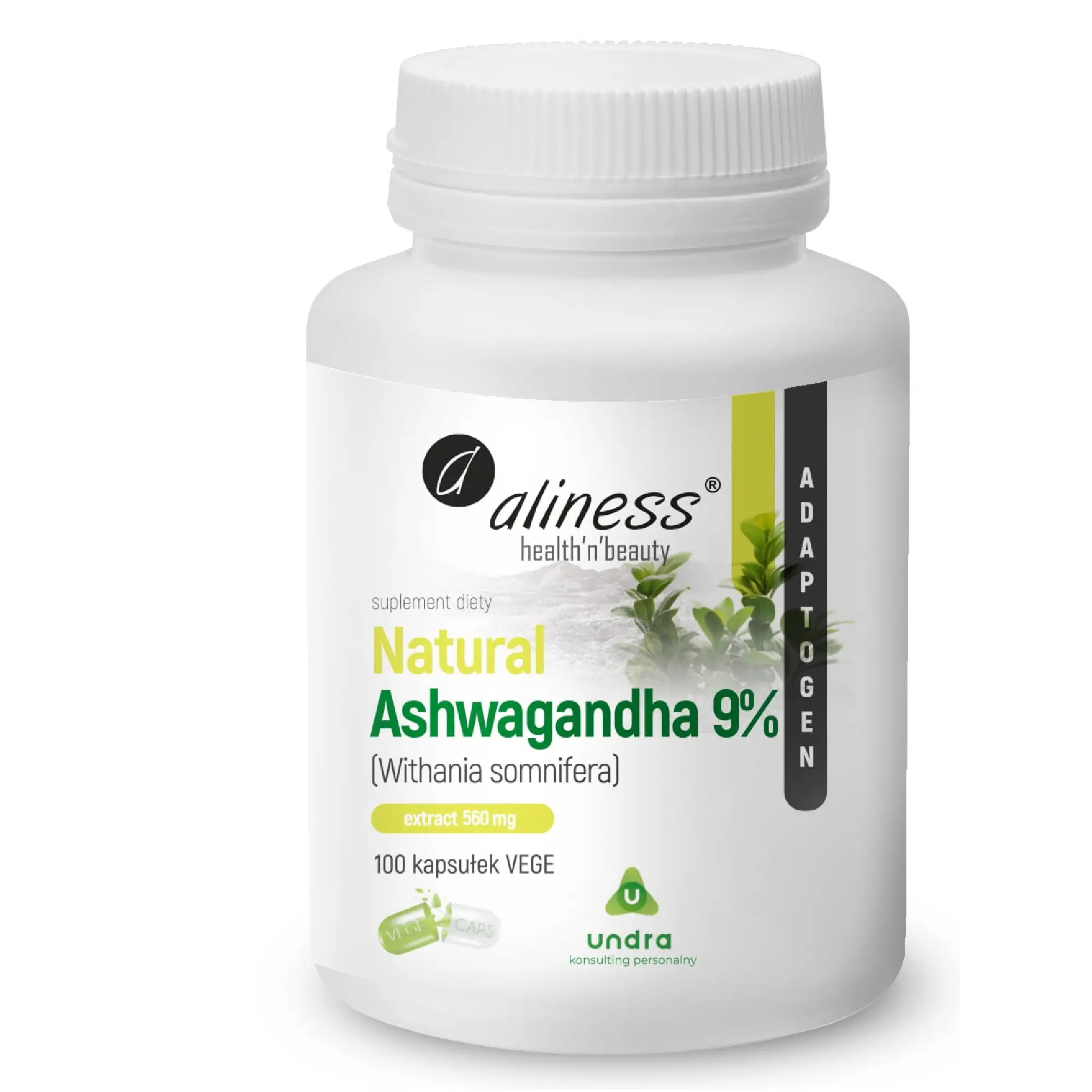 Aliness Natural Ashwaganhda 560 mg 9%, kapsułki vege, 100 sztuk zdjęcie