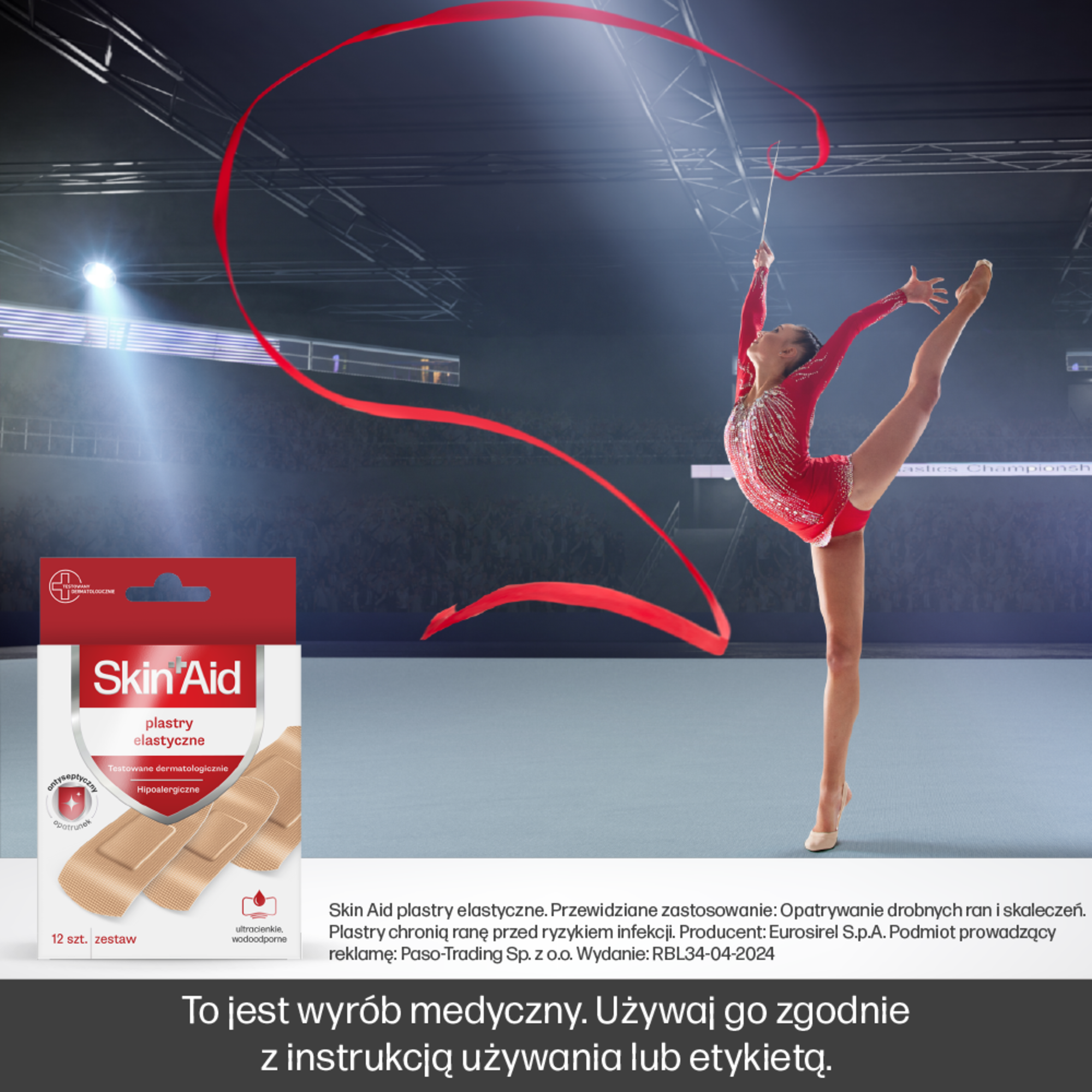 Skin Aid, plastry elastyczne, 12 sztuk