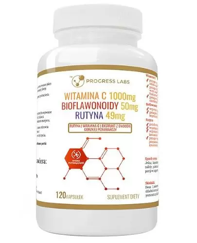 Progress Labs Witamina C 1000 mg + Bioflawonoidy 50 mg + Rutyna 49 mg 120 kapsułek zdjęcie