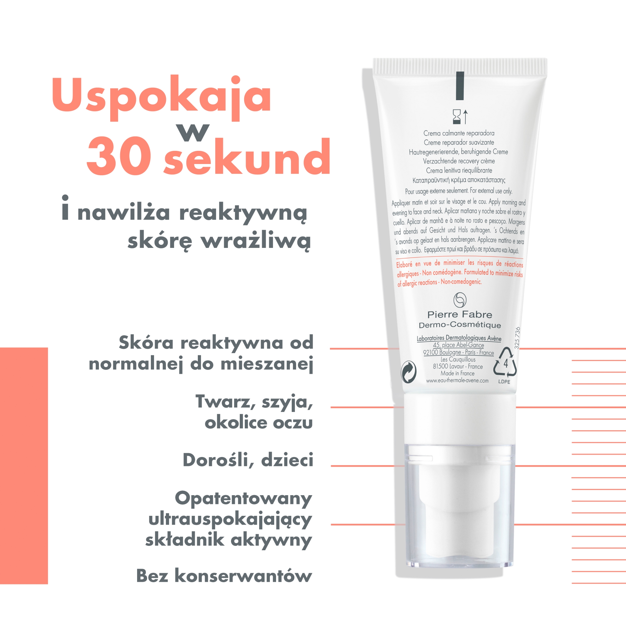 Avene Tolerance Control, krem łagodząco-regenerujący, 40 ml