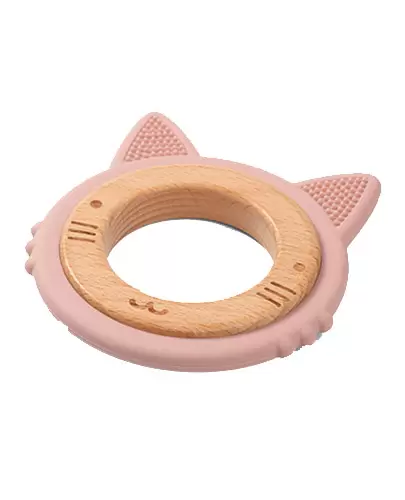 Babyono gryzak drewniany silikonowy Kitten 1 sztuka [1076/02] zdjęcie