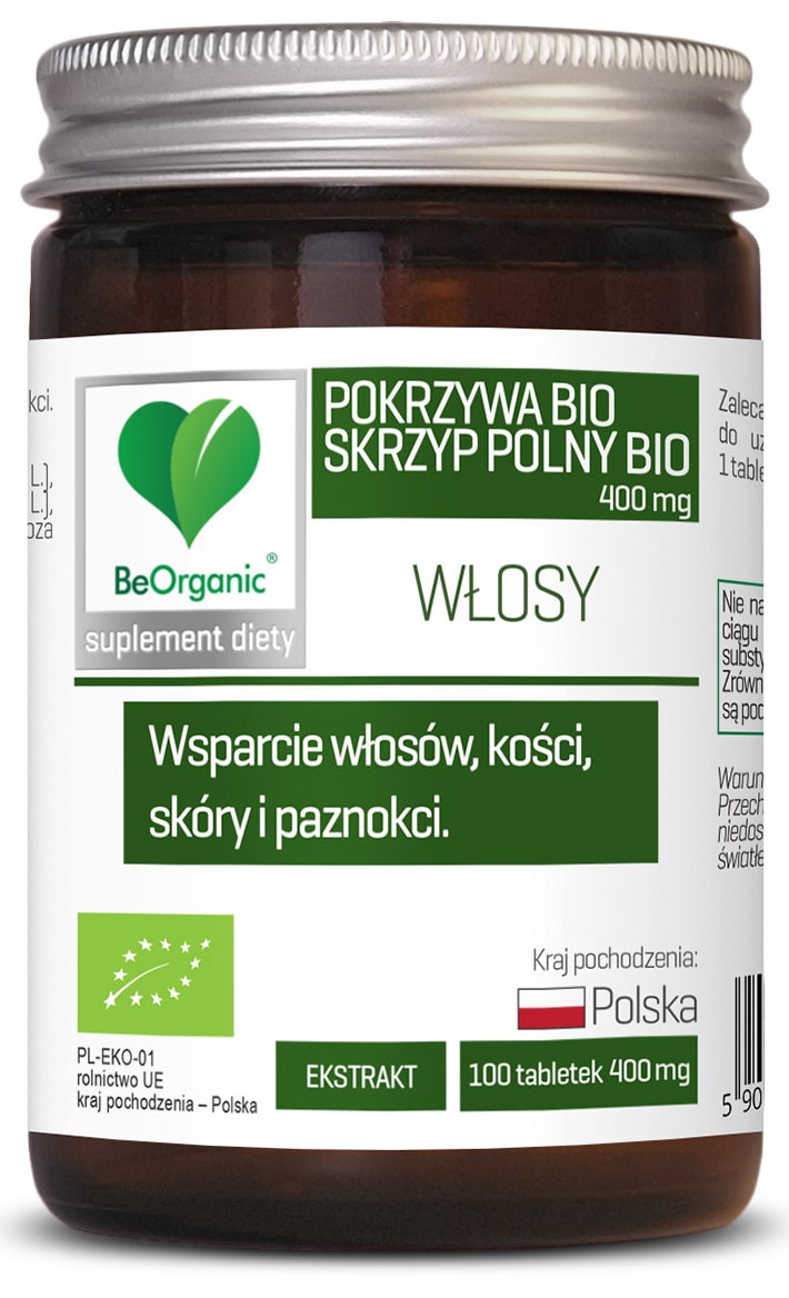 BeOrganic, Skrzyp BIO + Pokrzywa BIO, 400 mg, tabletki, 100 sztuk zdjęcie