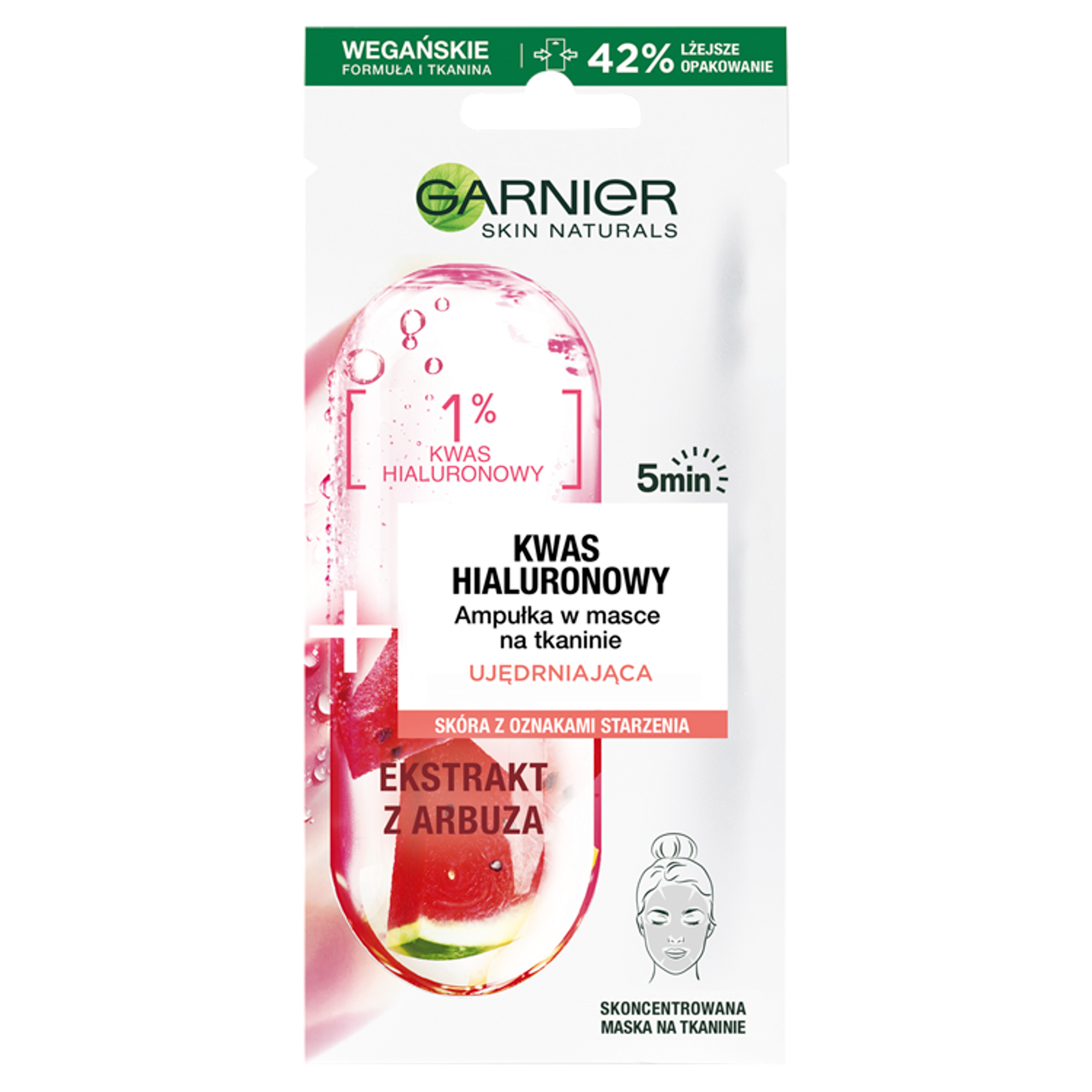 Garnier Skin Naturals Hyaluronic Acid Ampułka ujędrniająca w masce na tkaninie - 15 g - cena, opinie, właściwości zdjęcie