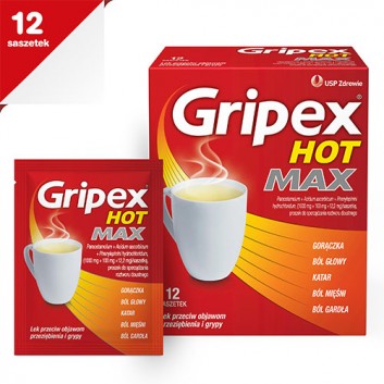 Gripex Hot Max 1000 mg + 100 mg + 12,2 mg 12 saszetek