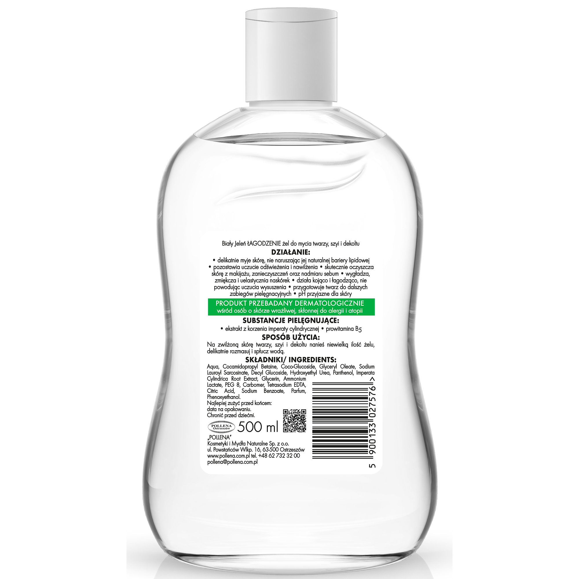 Biały Jeleń, żel do mycia twarzy łagodzenie, 500 ml