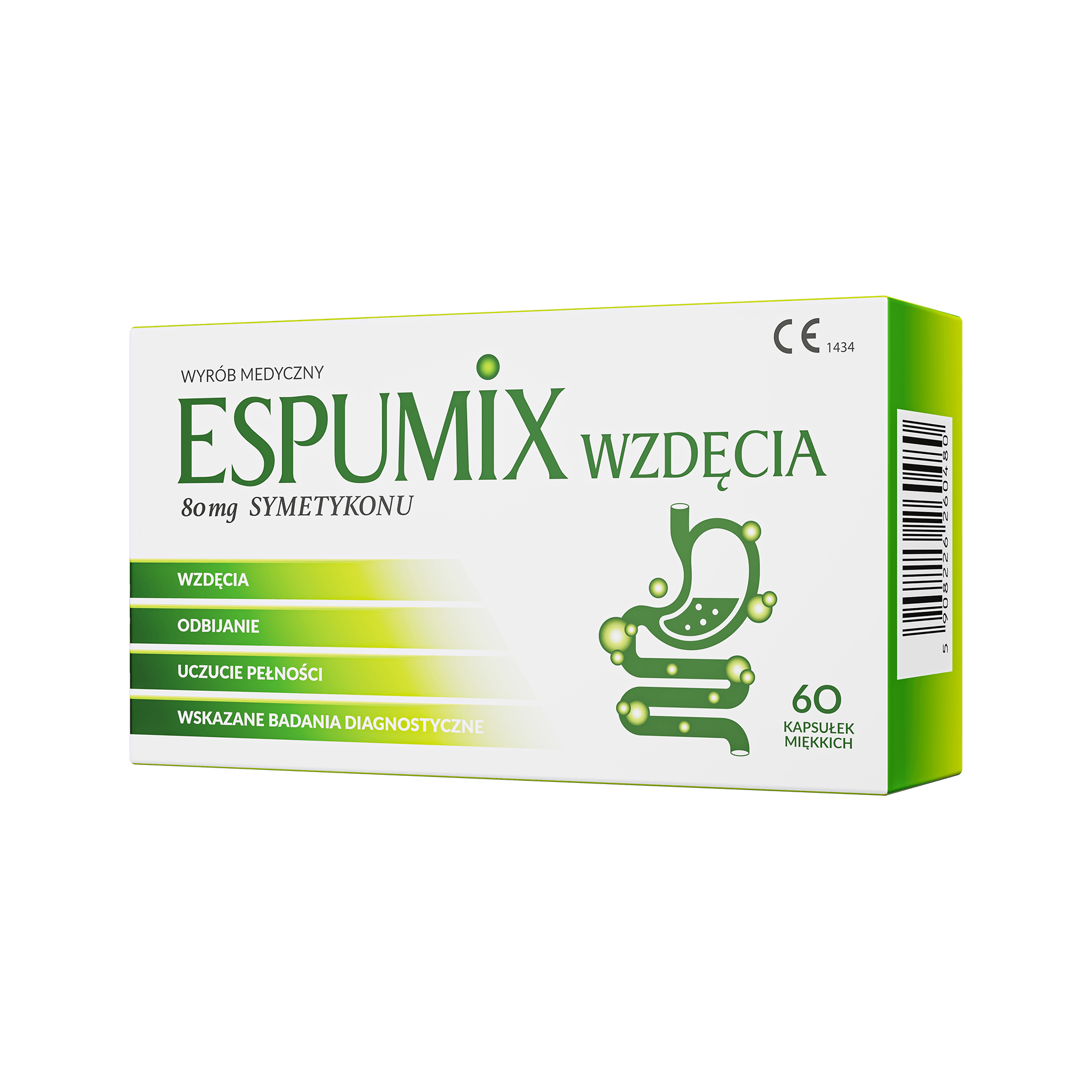 Espumix Wzdęcia 80 mg symetykonu, kapsułki, 60 sztuk