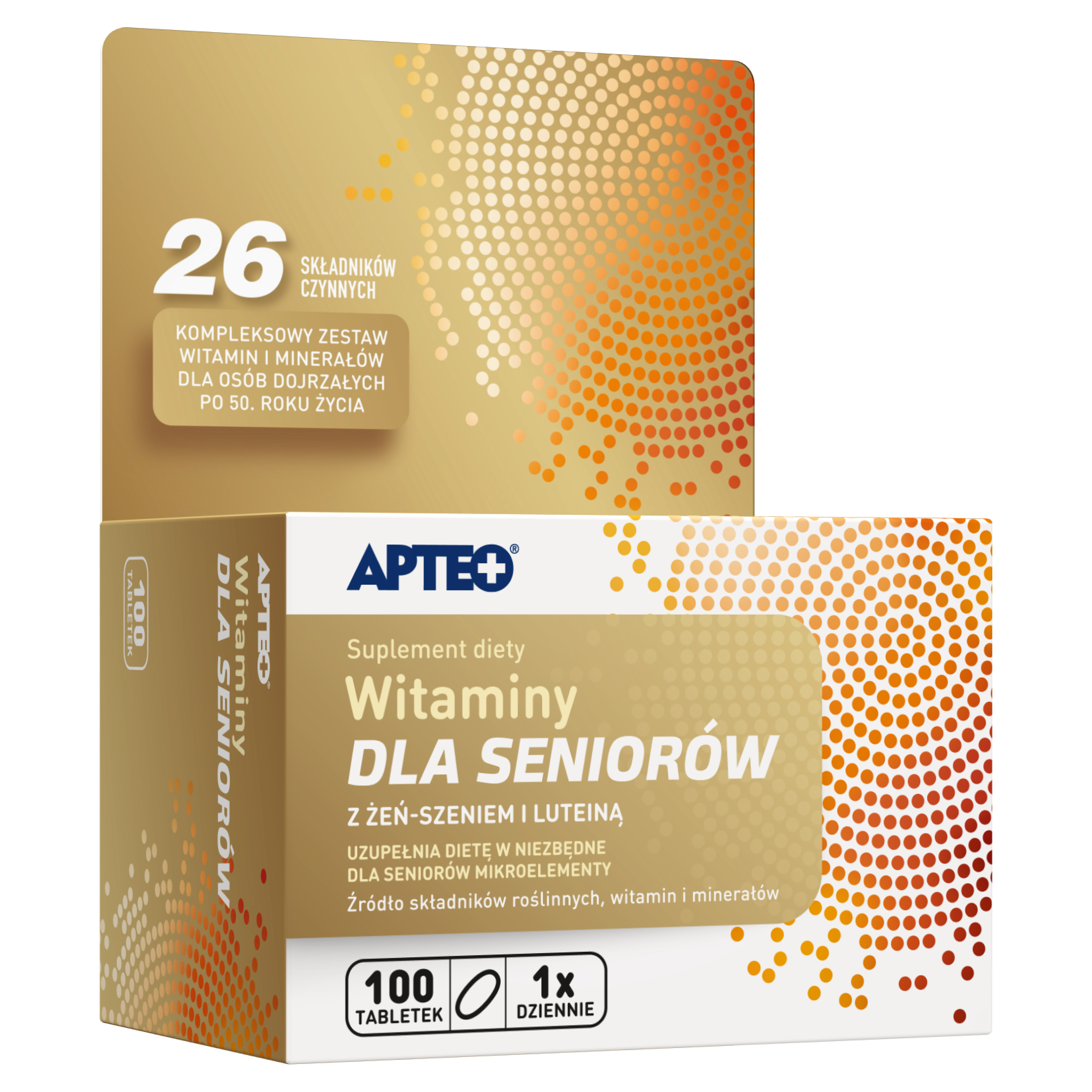 APTEO Witaminy dla seniorów z żeń-szeniem i luteiną - 100 tabl. zdjęcie