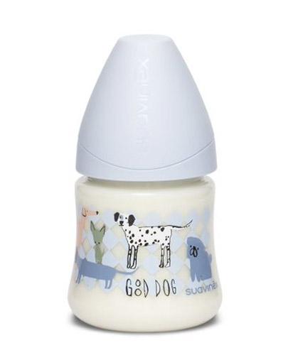 Suavinex Butelka do karmienia z silikonowym smoczkiem 0m+ niebieski pies - 150 ml - cena, opinie, stosowanie  zdjęcie