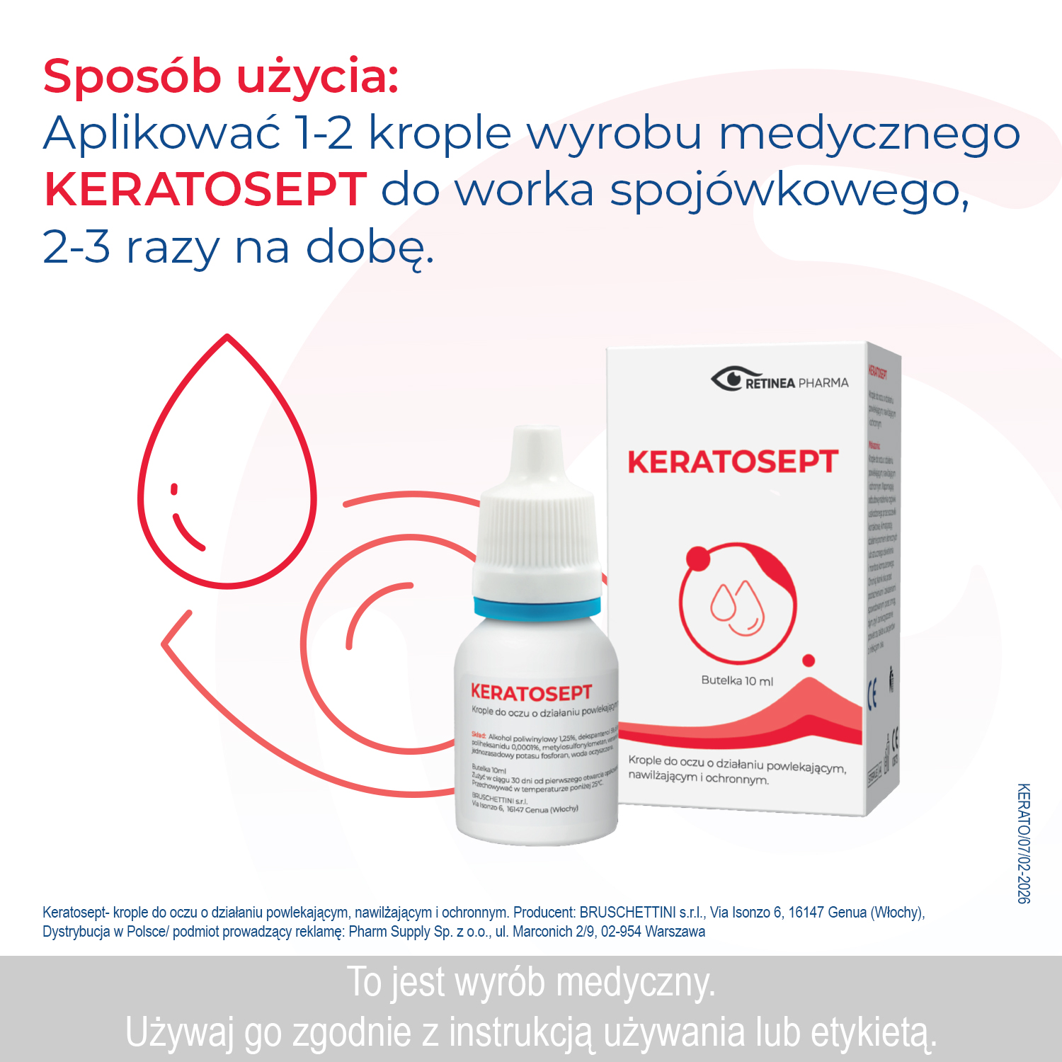 Keratosept, Jałowe krople do oczu w postaci hydrożelu, 10 ml