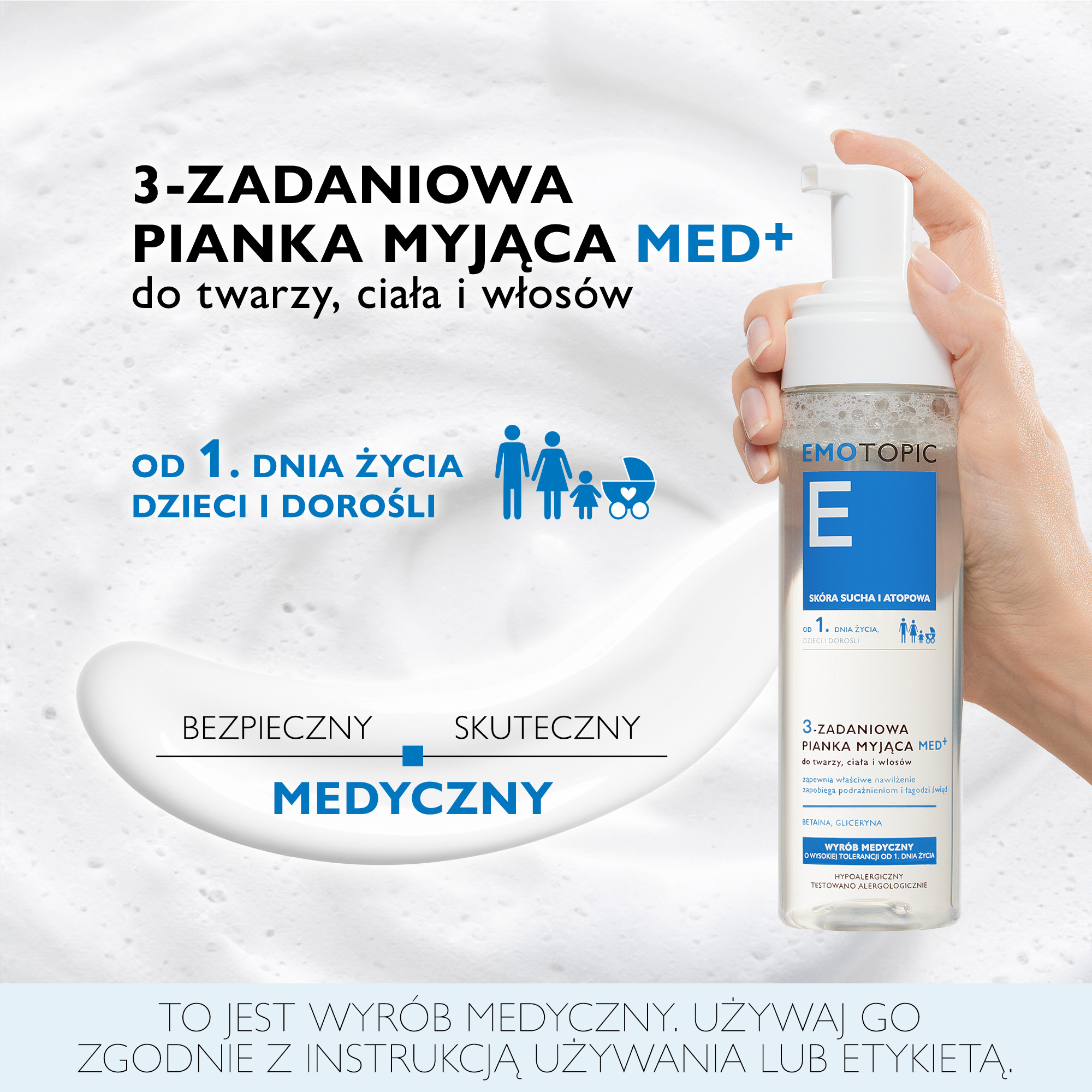 Emotopic 3-zadaniowa pianka myjąca do twarzy ciała i włosów 200 ml