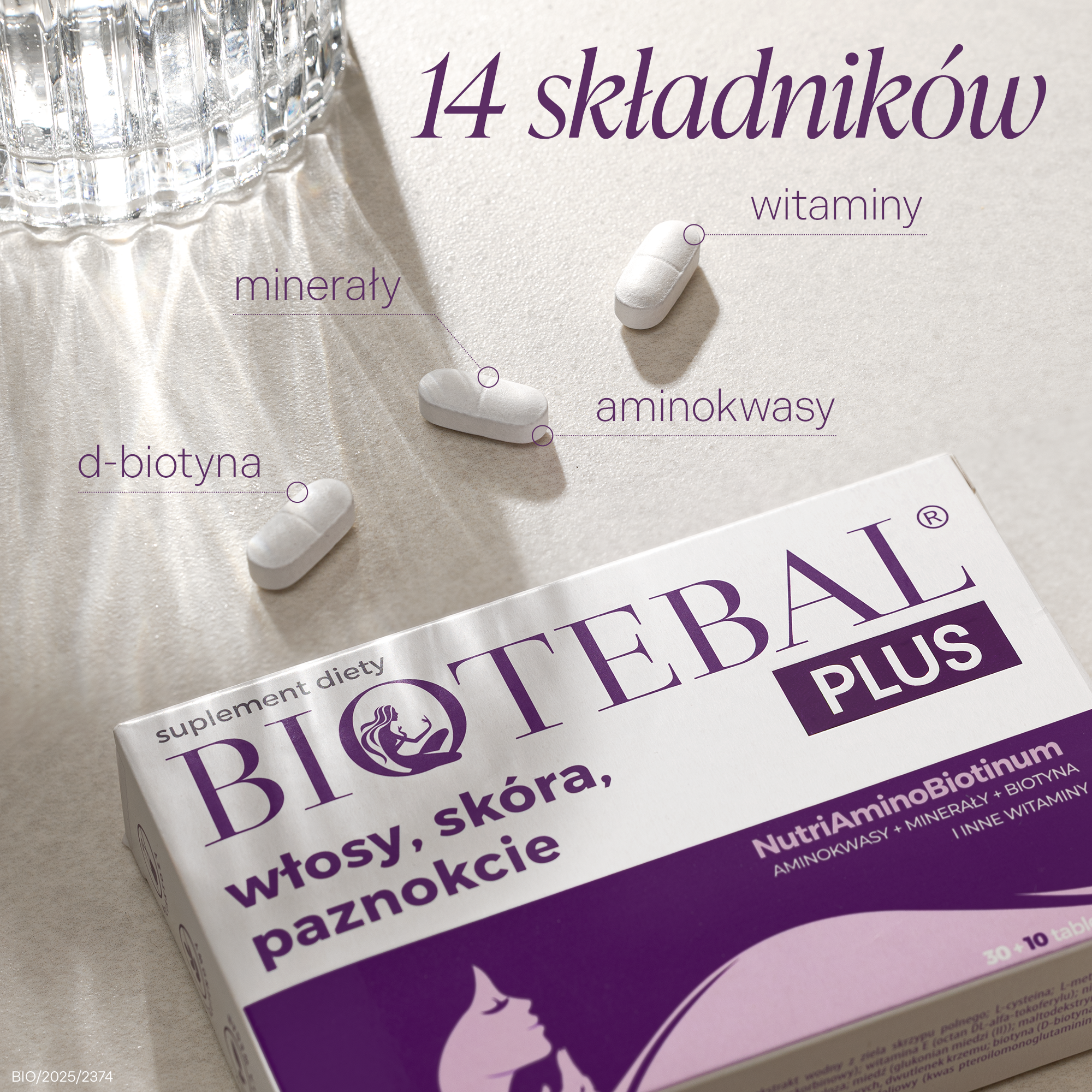 Biotebal PLUS włosy, skóra, paznokcie, tabletki, 40 sztuk