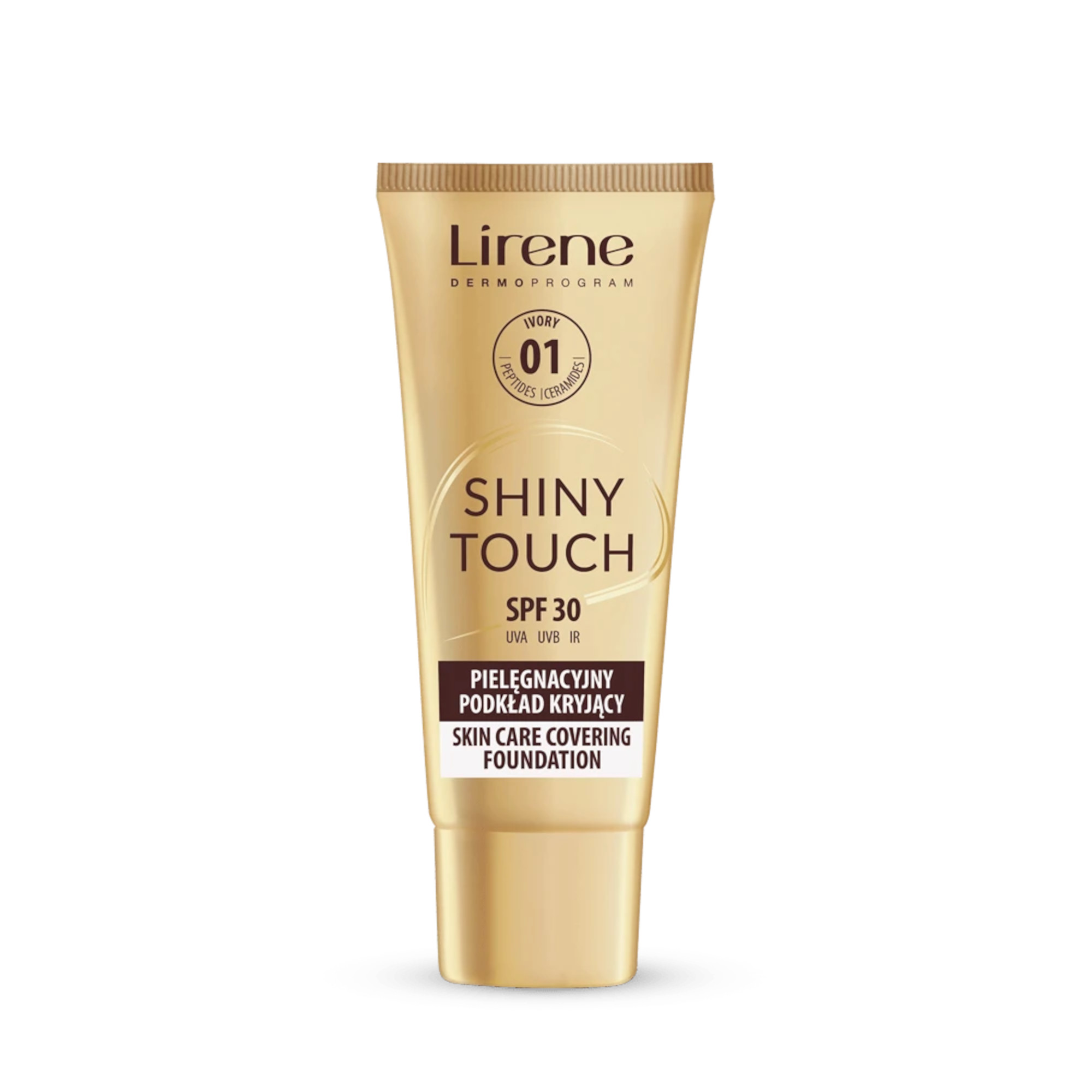 Lirene Shiny Touch, Pielęgnacyjny podkład kryjący z SPF 30 01 Ivory, 30 ml zdjęcie