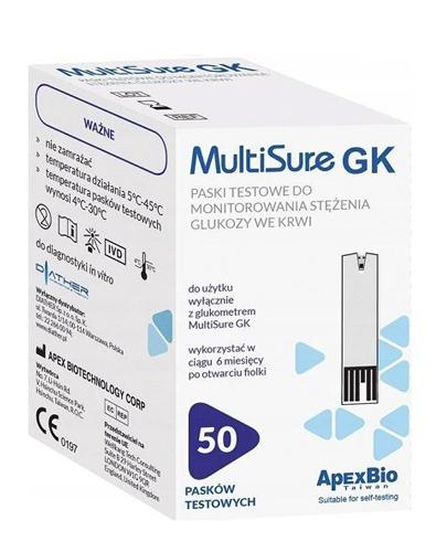 MultiSure GK Paski testowe do monitorowania stężenia glukozy we krwi, 50 sztuk zdjęcie