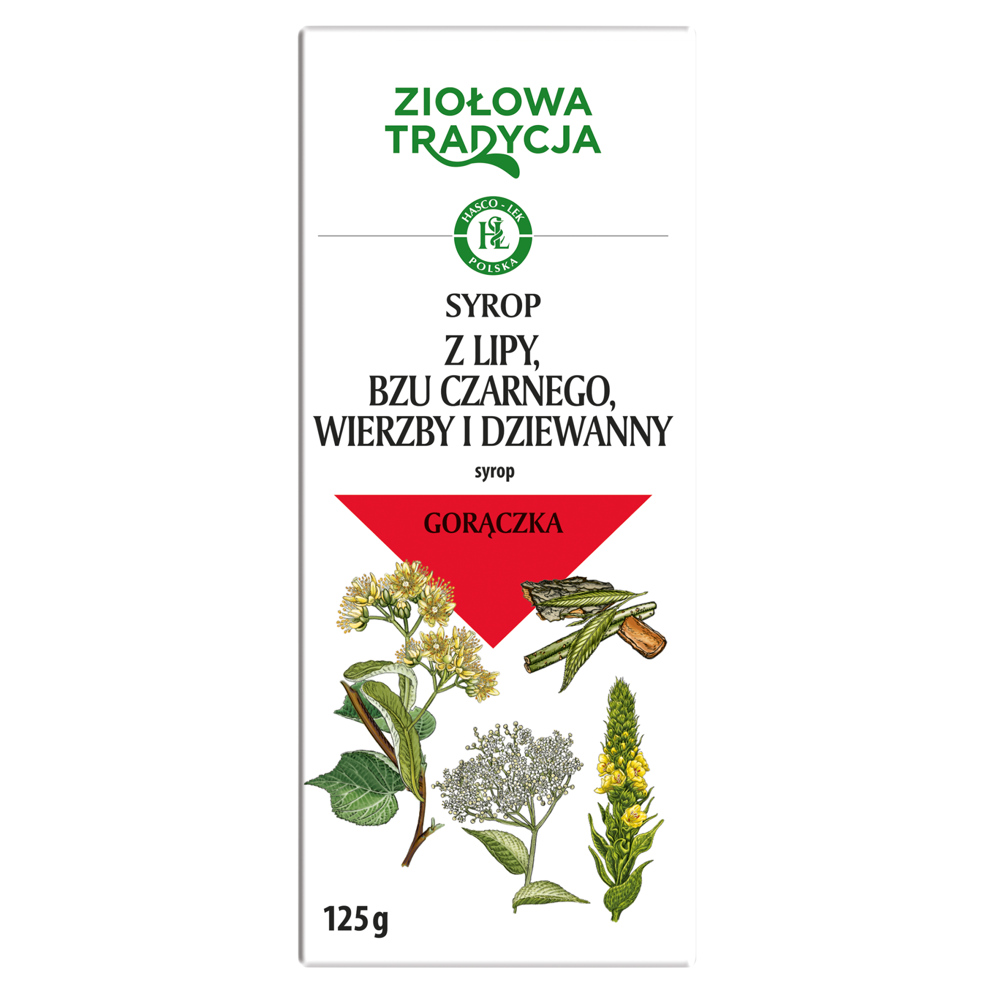 ZIOŁOWA TRADYCJA Syrop z lipy, bzu czarnego, wierzby i dziewanny, 125 g zdjęcie