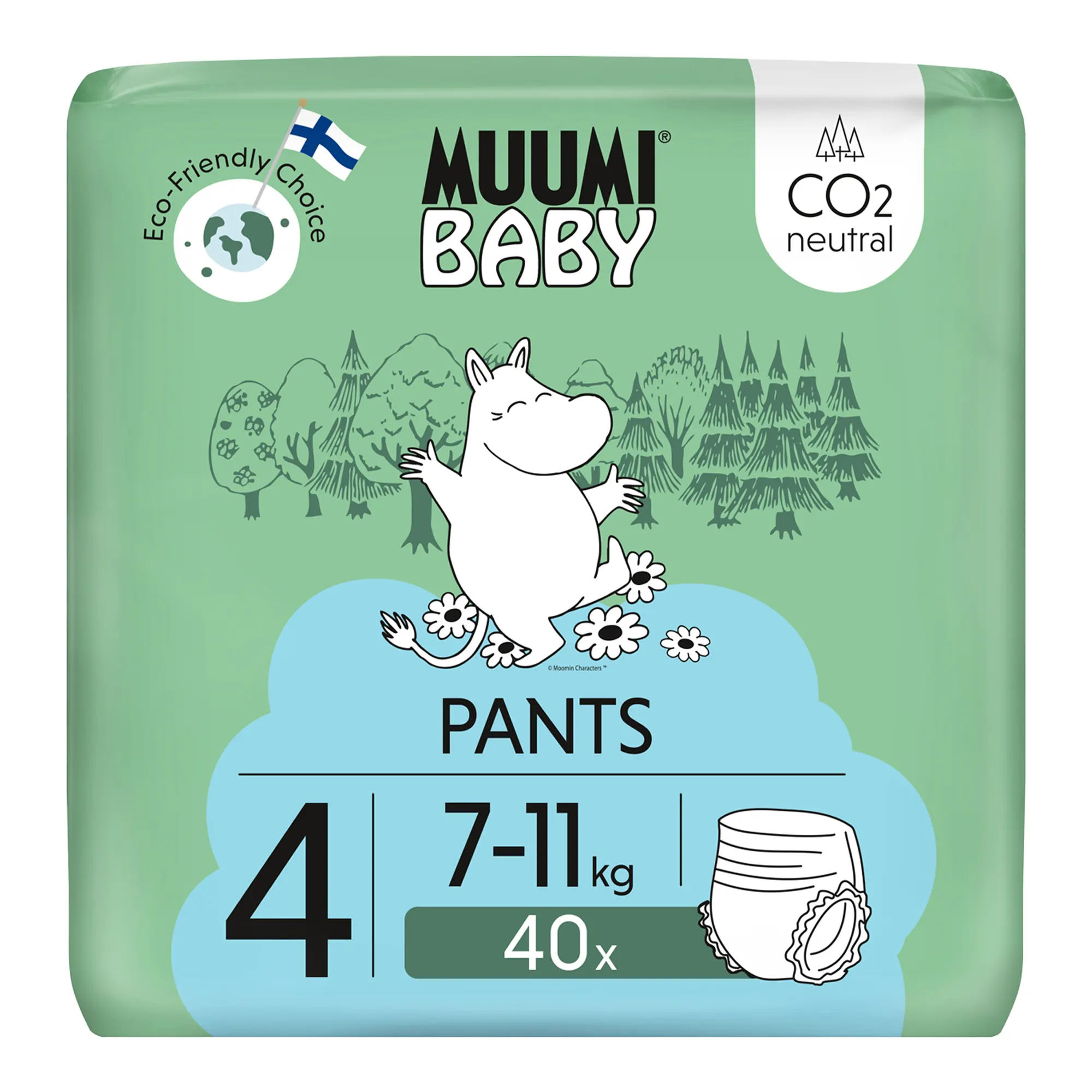 Muumi Baby 4 Walkers 7-11kg jednorazowe pieluchomajtki dla dzieci 40 sztuk zdjęcie