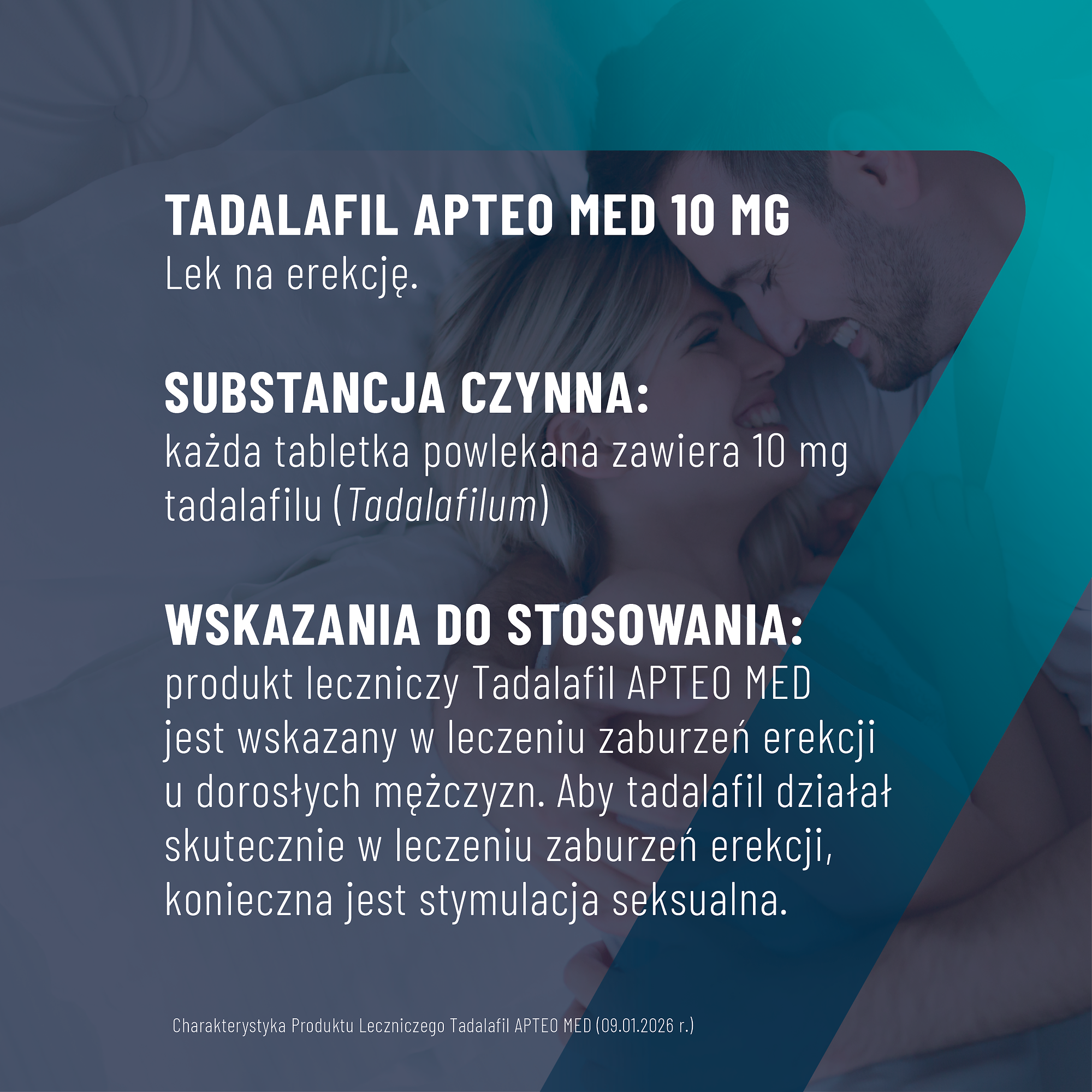 Tadalafil Apteo Med, 10 mg, tabletki, 4 sztuki