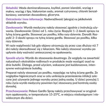 Pelavo Gardło Spray, 30 ml, na chrypkę i kaszel, cena, właściwości, wskazania