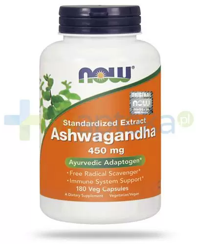 NOW Foods Ashwagandha 450mg 180 kapsułek zdjęcie
