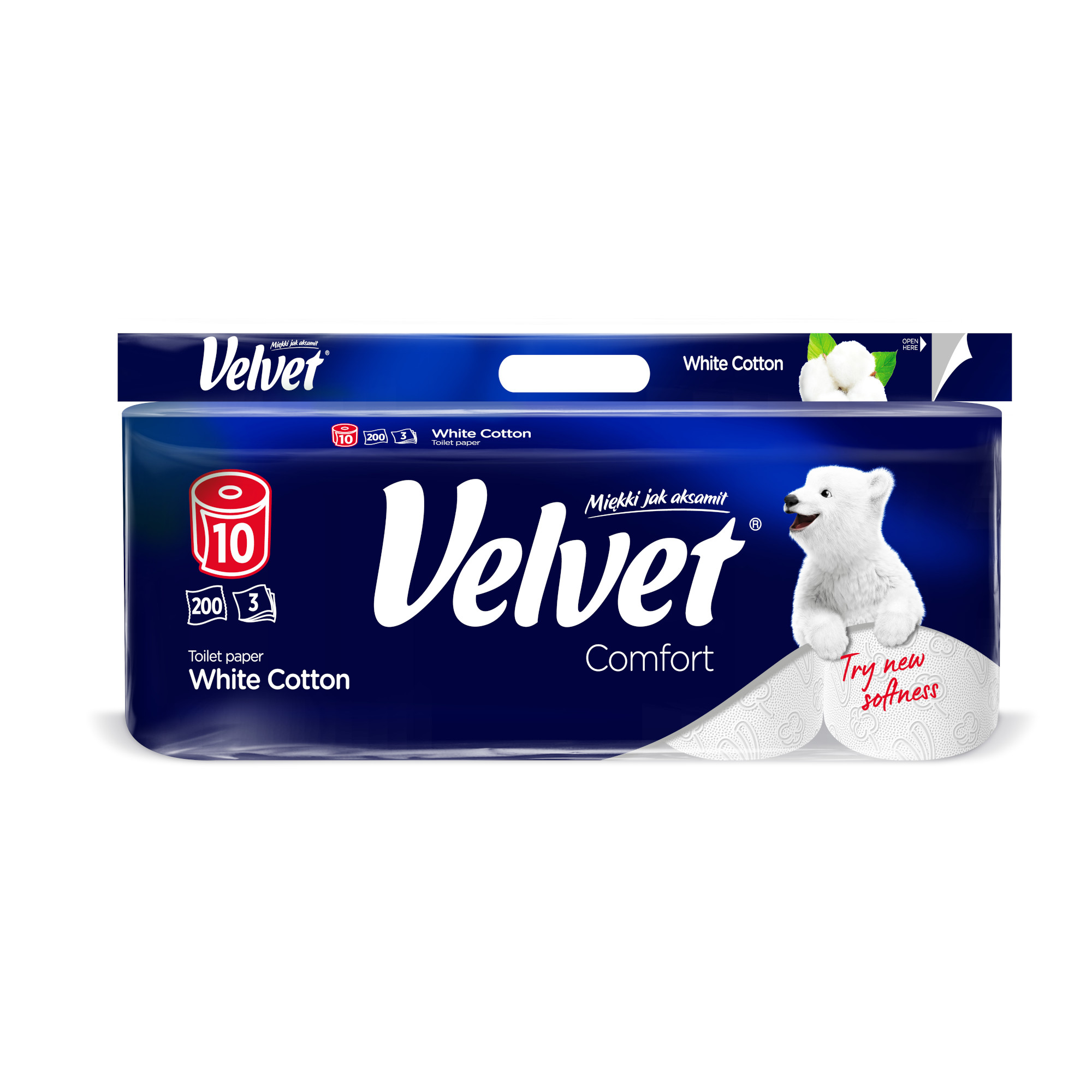 Velvet Care, papier toaletowy, White Cotton, 10 sztuk zdjęcie