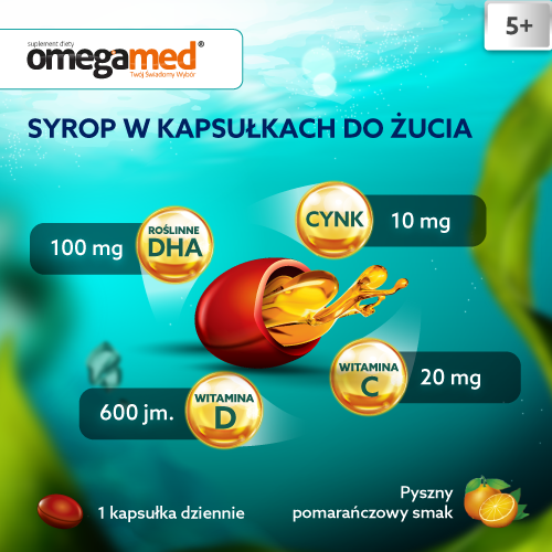 Omegamed Odporność DHA z ALG syrop w kapsułkach do żucia dla dzieci 5+ 30 sztuk