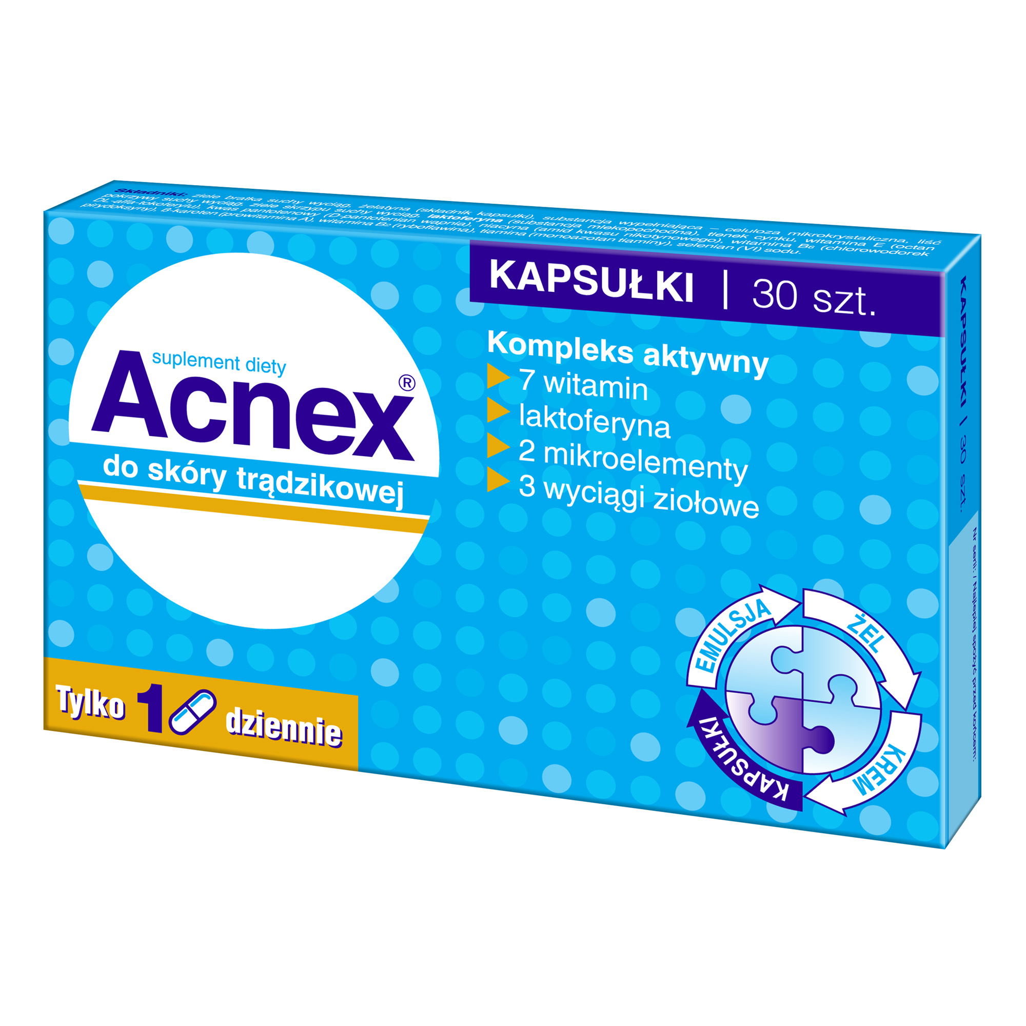 ACNEX - 30 kaps. - cena, opinie, składniki zdjęcie