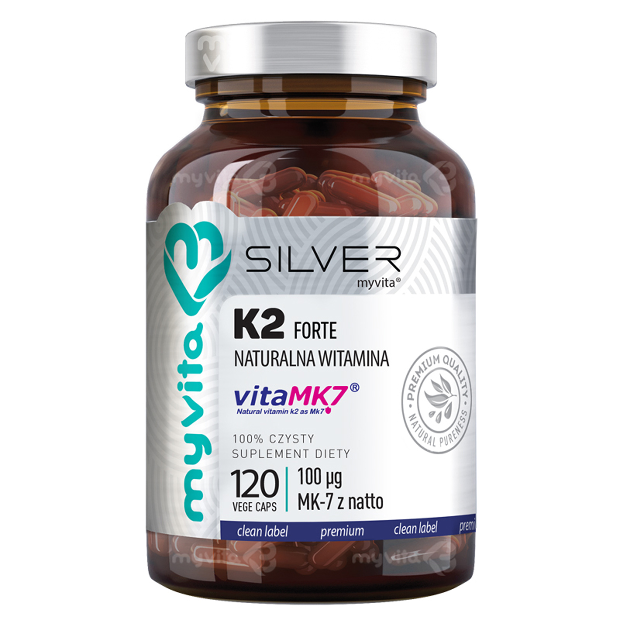 MyVita Silver K2 Forte naturalna witamina VitaMK-7 100 µg 120 kapsułek zdjęcie