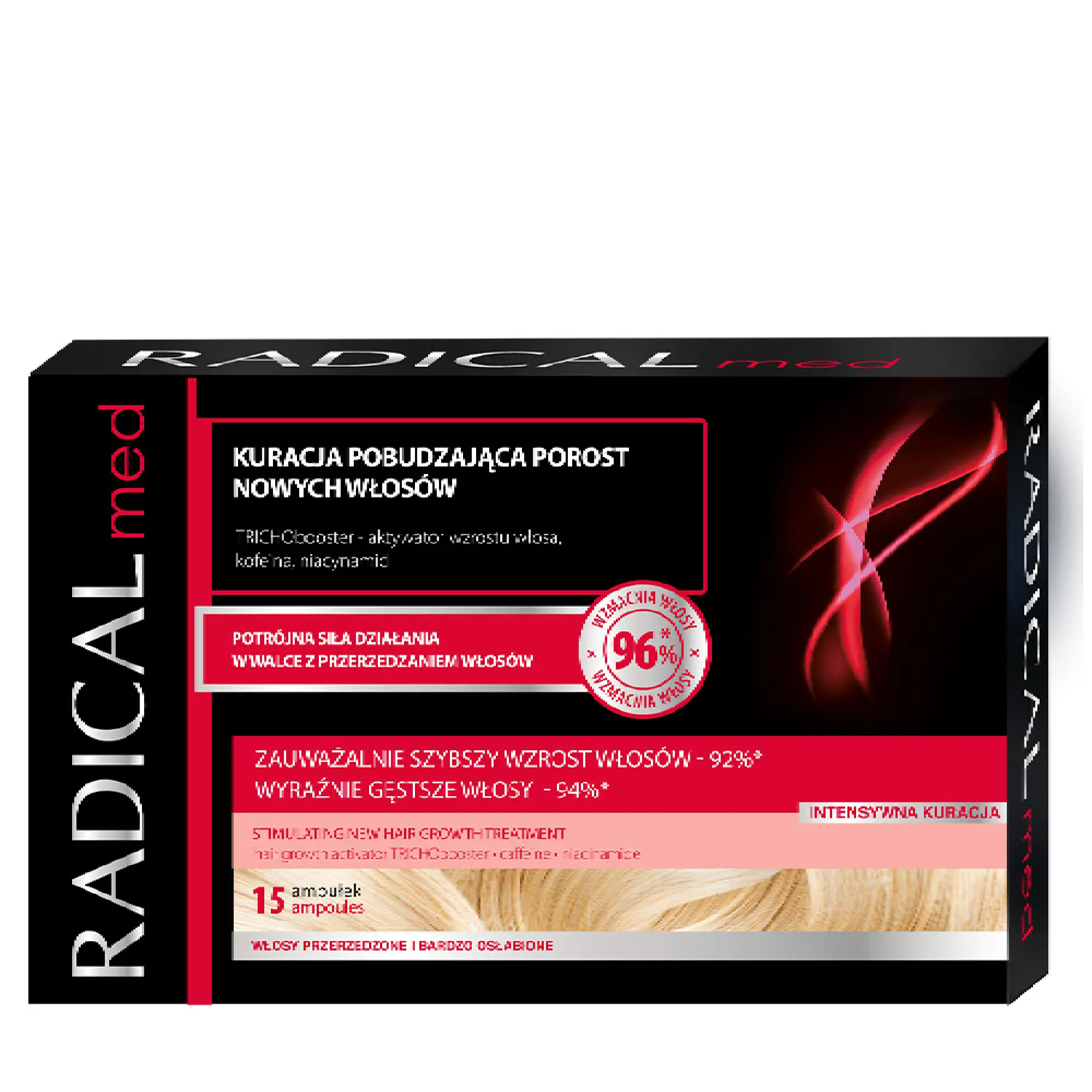Ideepharm Radical Med, kuracja pobudzająca porost nowych włosów, ampułki, 15 x 5 ml