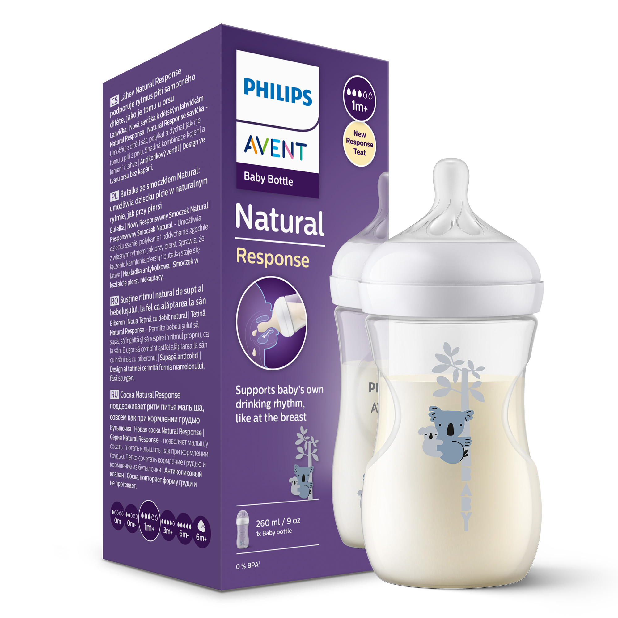Avent Philips Natural Response butelka 0m+  koala 260 ml [SCY903/67] zdjęcie