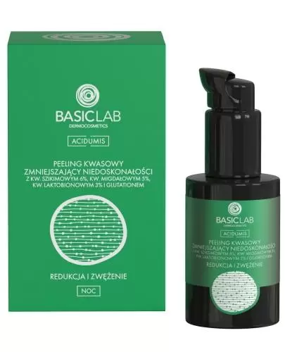 Basiclab Dermocosmetics Acidumis peeling kwasowy zmniejszający niedoskonałości redukcja i zwężenie na noc, 30 ml zdjęcie